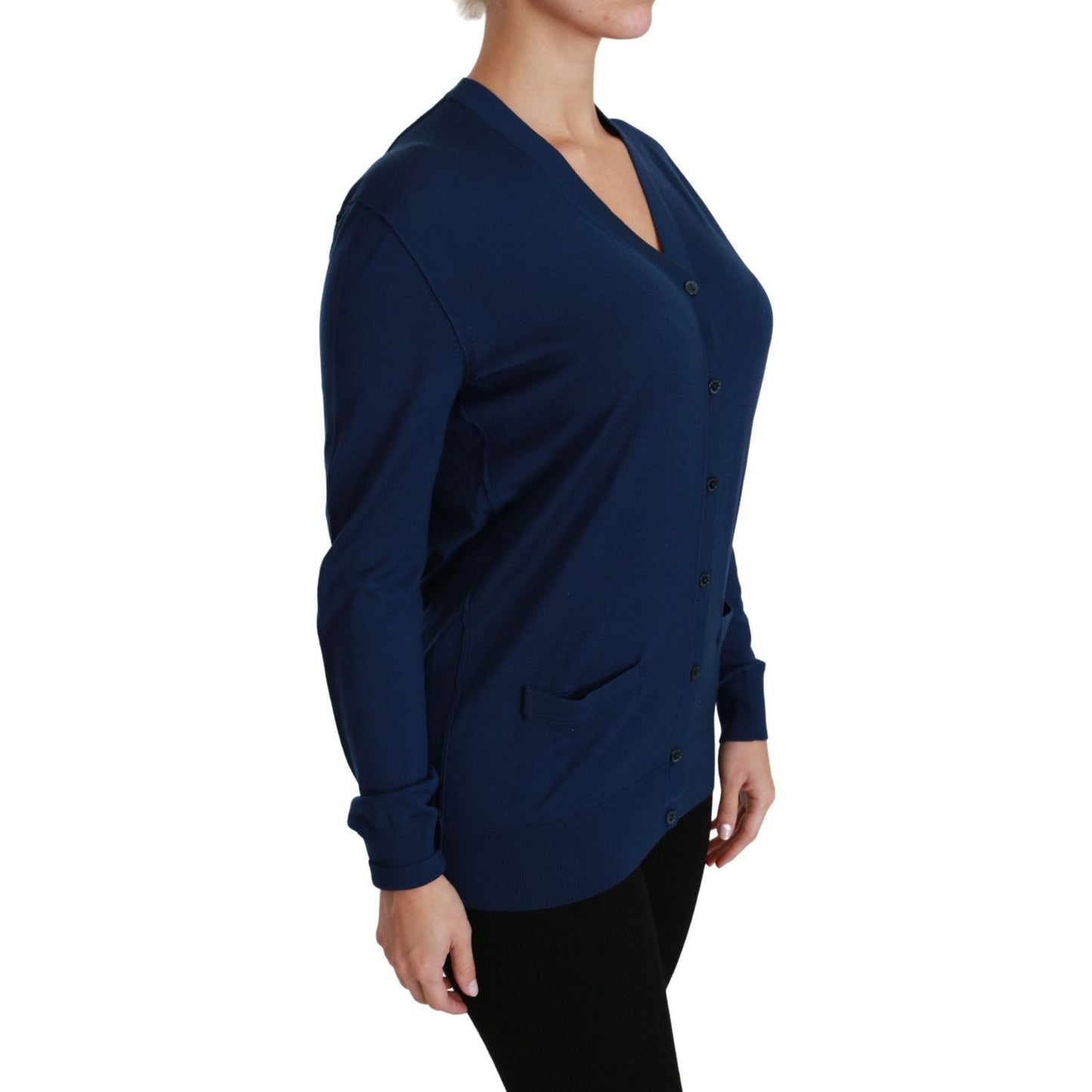 Dolce & Gabbana Elegant Blue Virgin Wool Cardigan Dolce & Gabbana Black