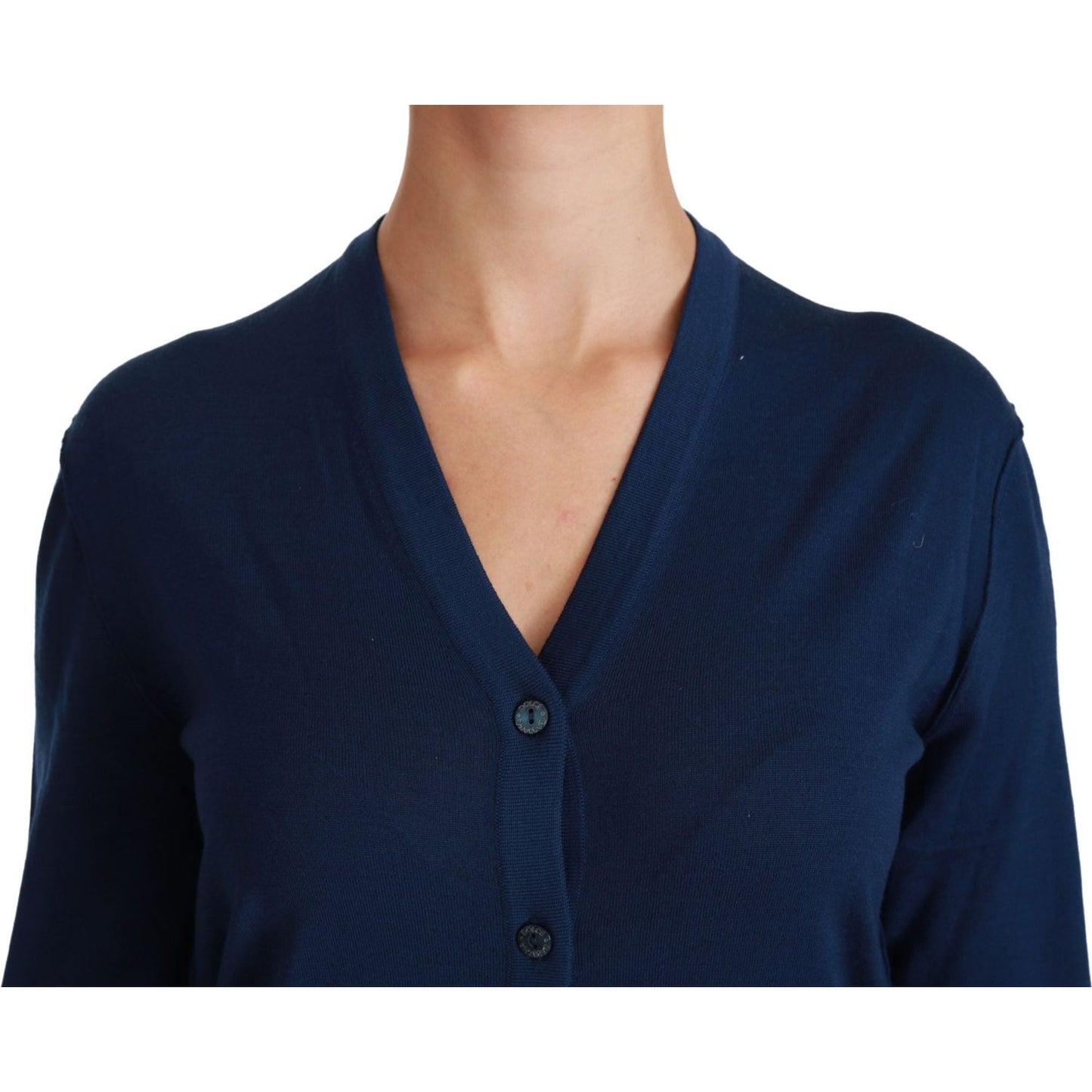 Dolce & Gabbana Elegant Blue Virgin Wool Cardigan Dolce & Gabbana Midnight Blue