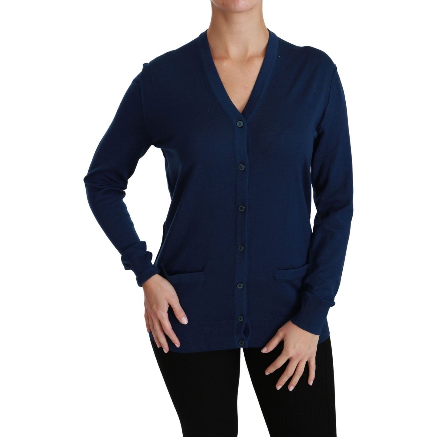 Dolce & Gabbana Elegant Blue Virgin Wool Cardigan Dolce & Gabbana Black