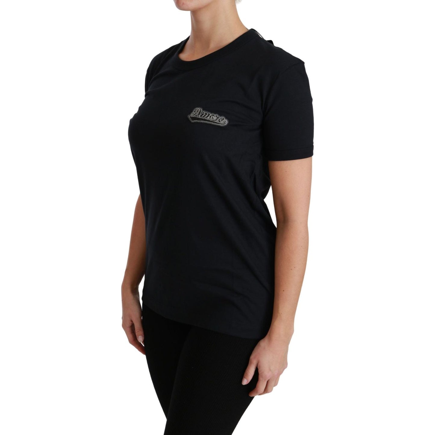 Dolce & Gabbana Elegant Crewneck Blue Amore Tee Dolce & Gabbana Rosy Brown