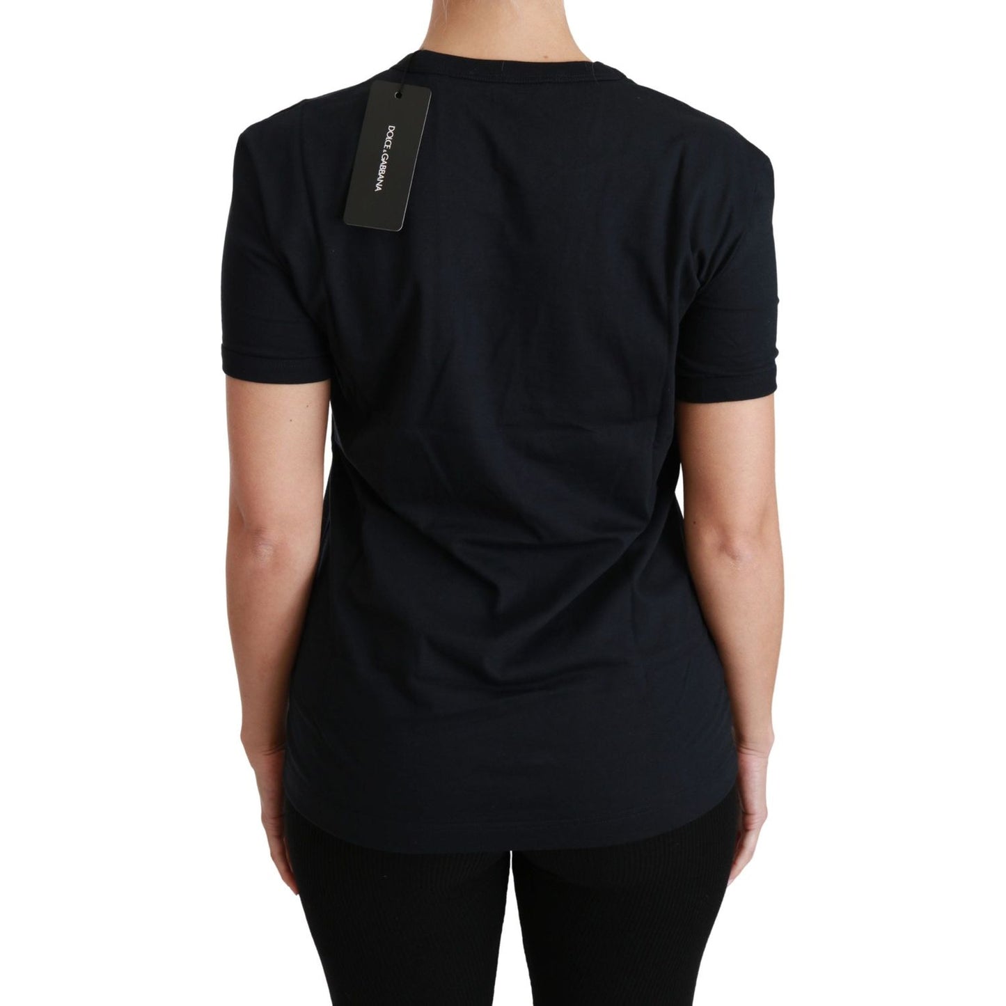 Dolce & Gabbana Elegant Crewneck Blue Amore Tee Dolce & Gabbana Black