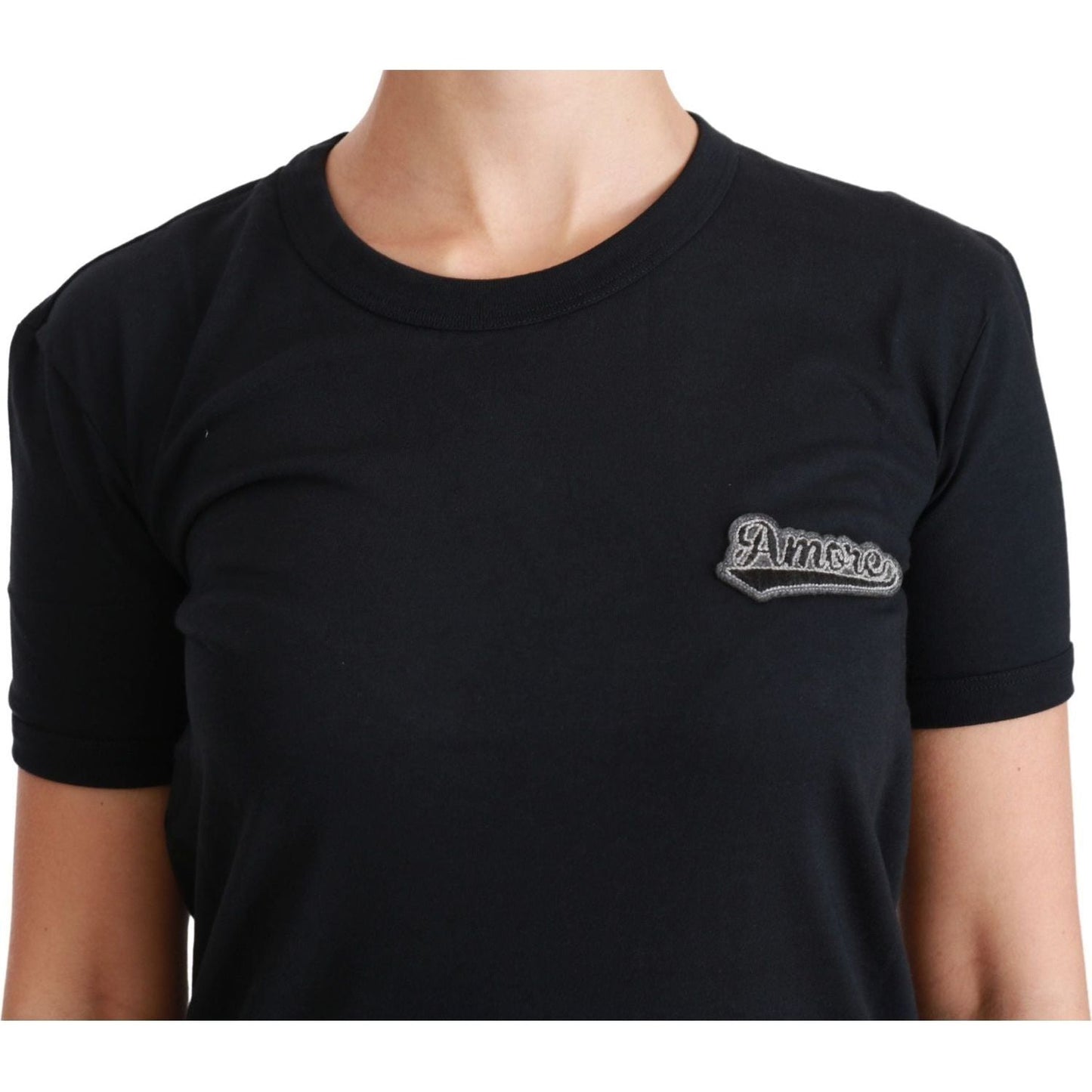 Dolce & Gabbana Elegant Crewneck Blue Amore Tee Dolce & Gabbana Black