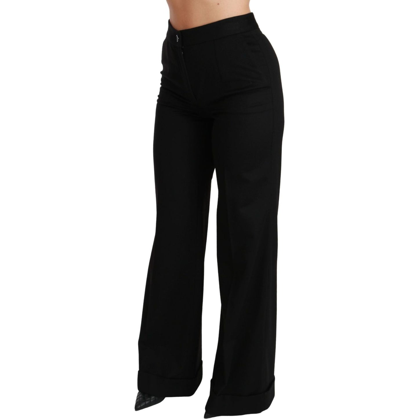 Dolce & Gabbana Elegant High Waist Flared Cashmere Pants Jeans & Pants Dolce & Gabbana Black
