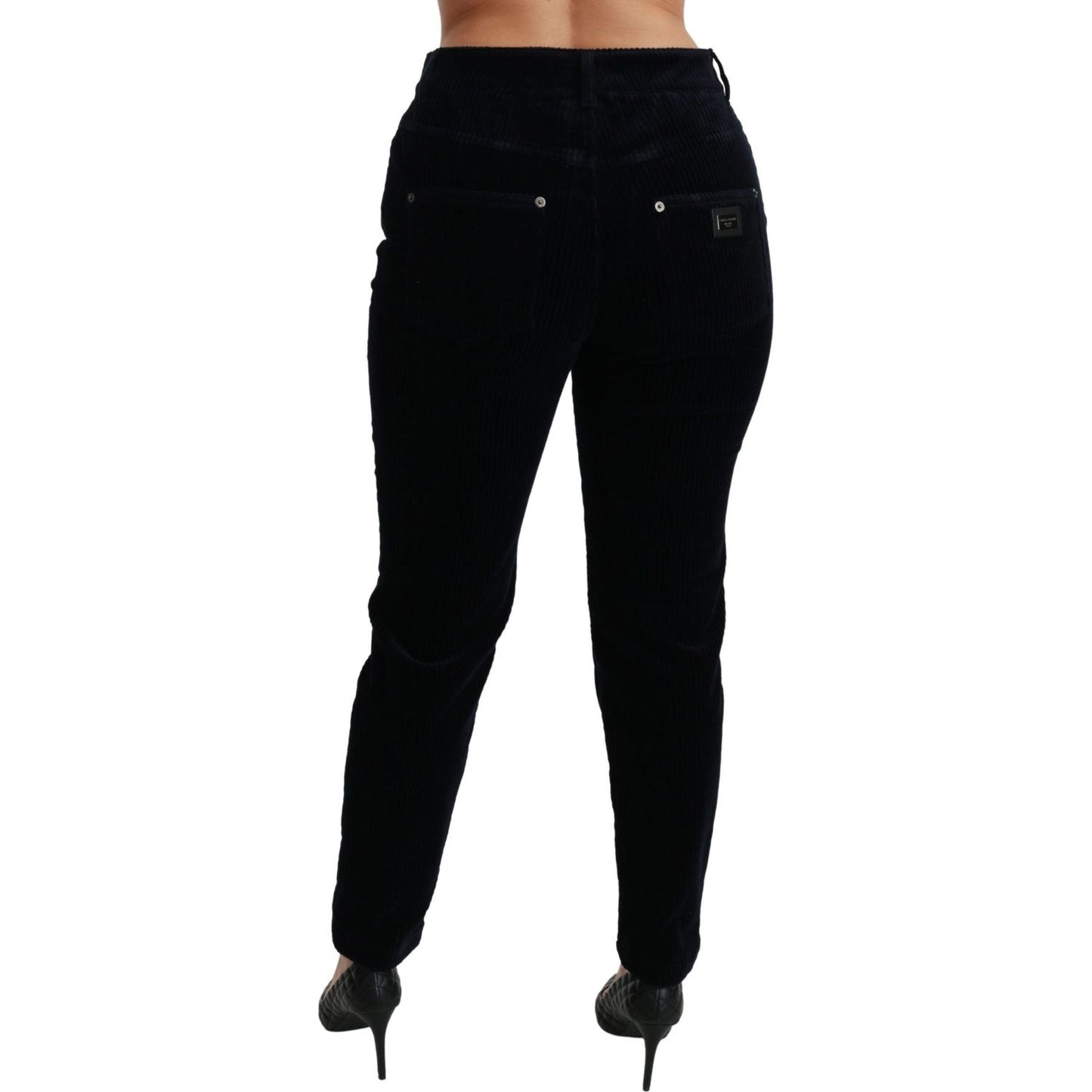 Dolce & Gabbana Chic Mid Waist Skinny Corduroy Jeans Jeans & Pants Dolce & Gabbana Black