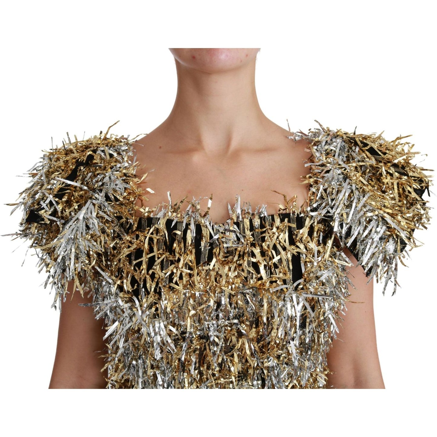 Dolce & Gabbana Elegant Silver Layered Shift Mini Dress Dolce & Gabbana Rosy Brown