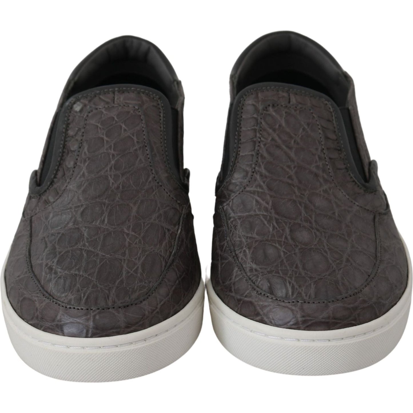 Dolce & Gabbana Elegant Gray Caiman Leather Loafers Dolce & Gabbana Dark Slate Gray