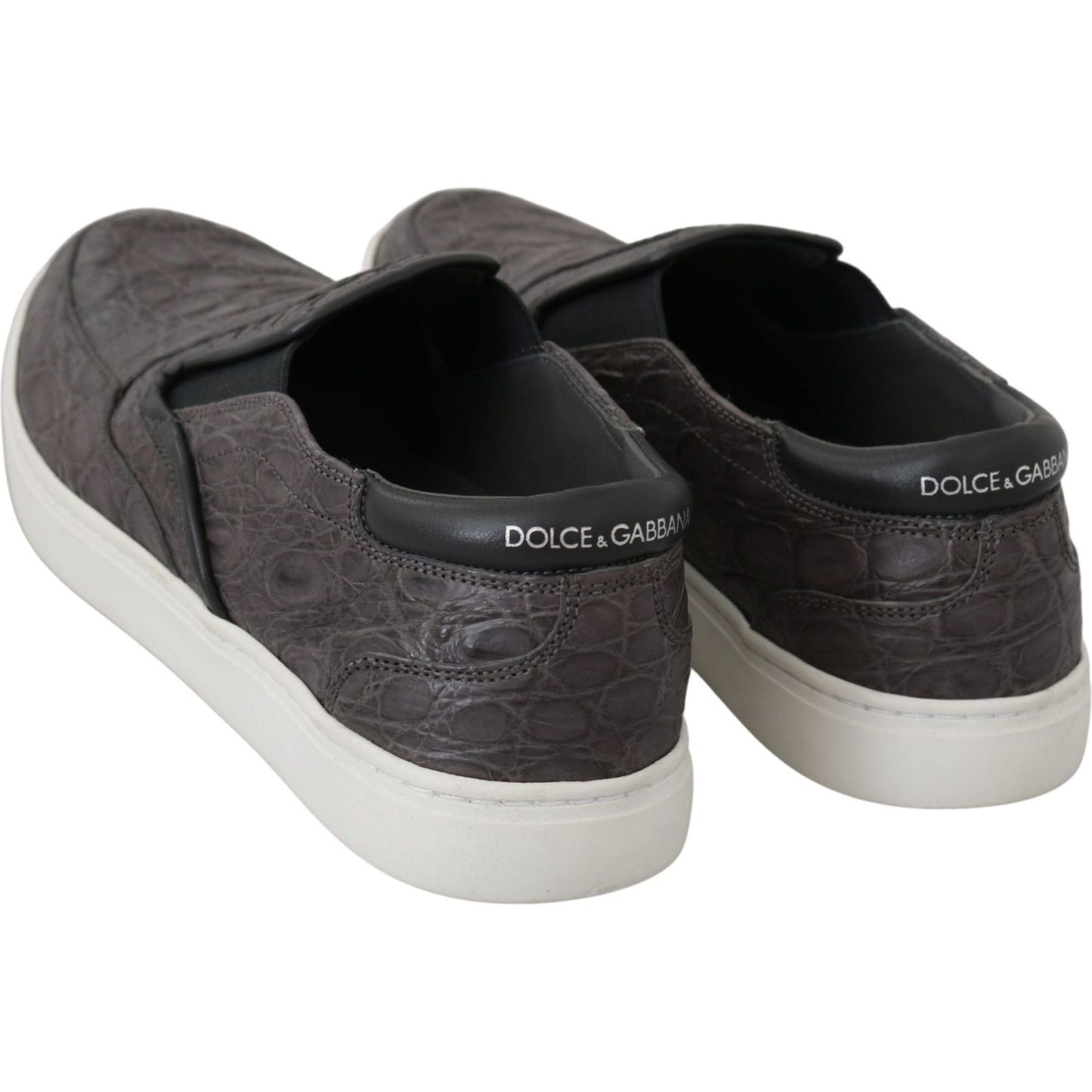 Dolce & Gabbana Elegant Gray Caiman Leather Loafers Dolce & Gabbana Dark Slate Gray
