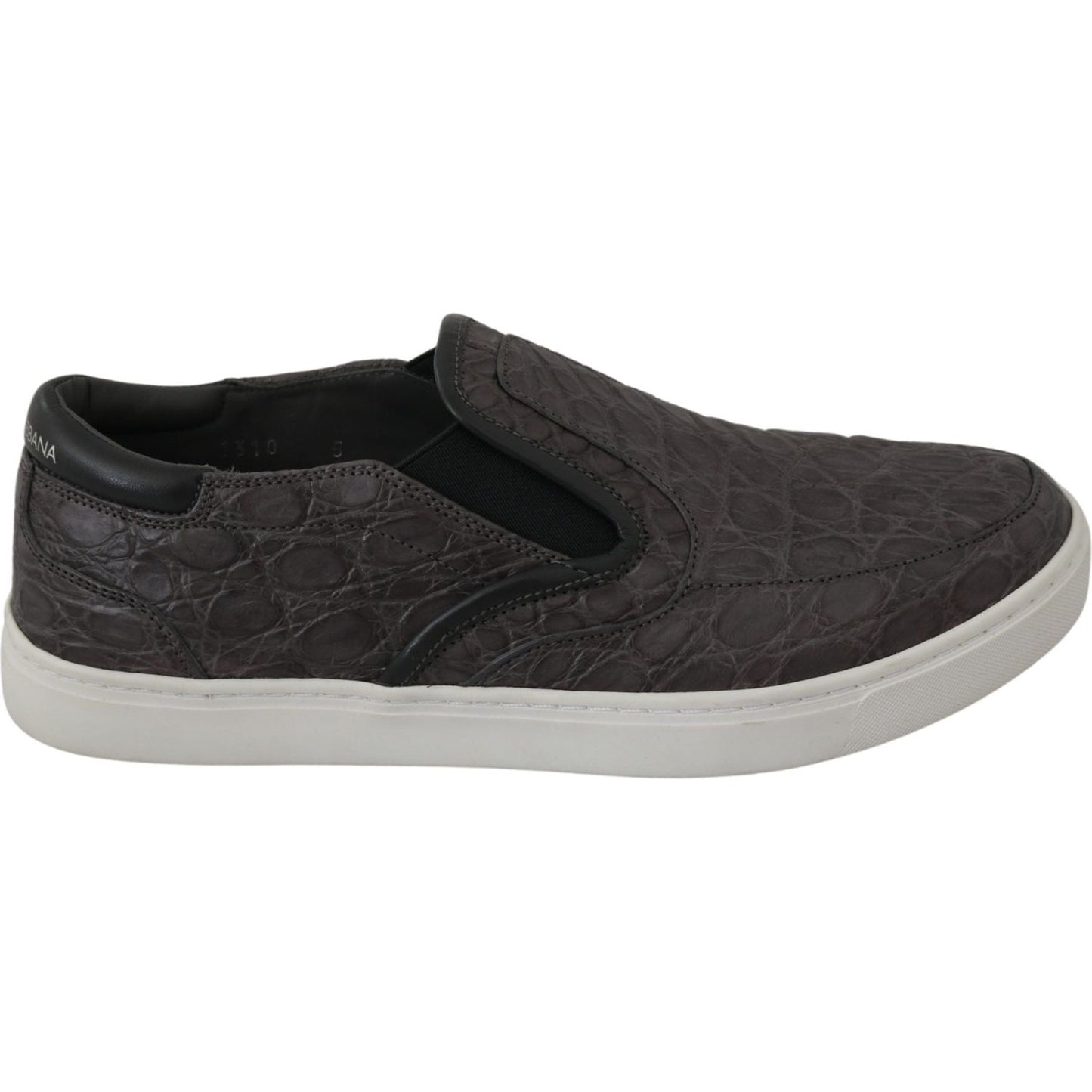 Dolce & Gabbana Elegant Gray Caiman Leather Loafers Dolce & Gabbana Dark Slate Gray
