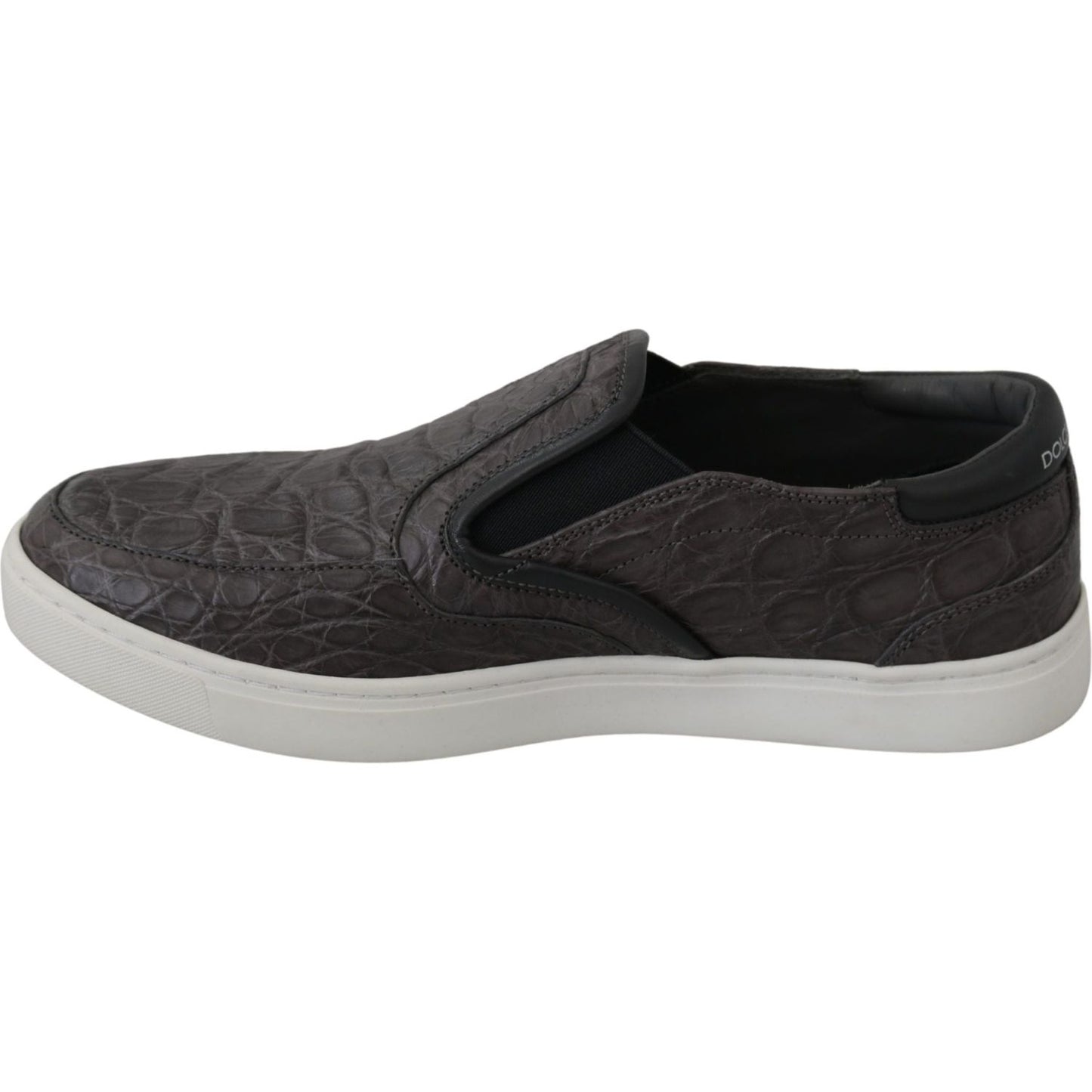 Dolce & Gabbana Elegant Gray Caiman Leather Loafers Dolce & Gabbana Gray