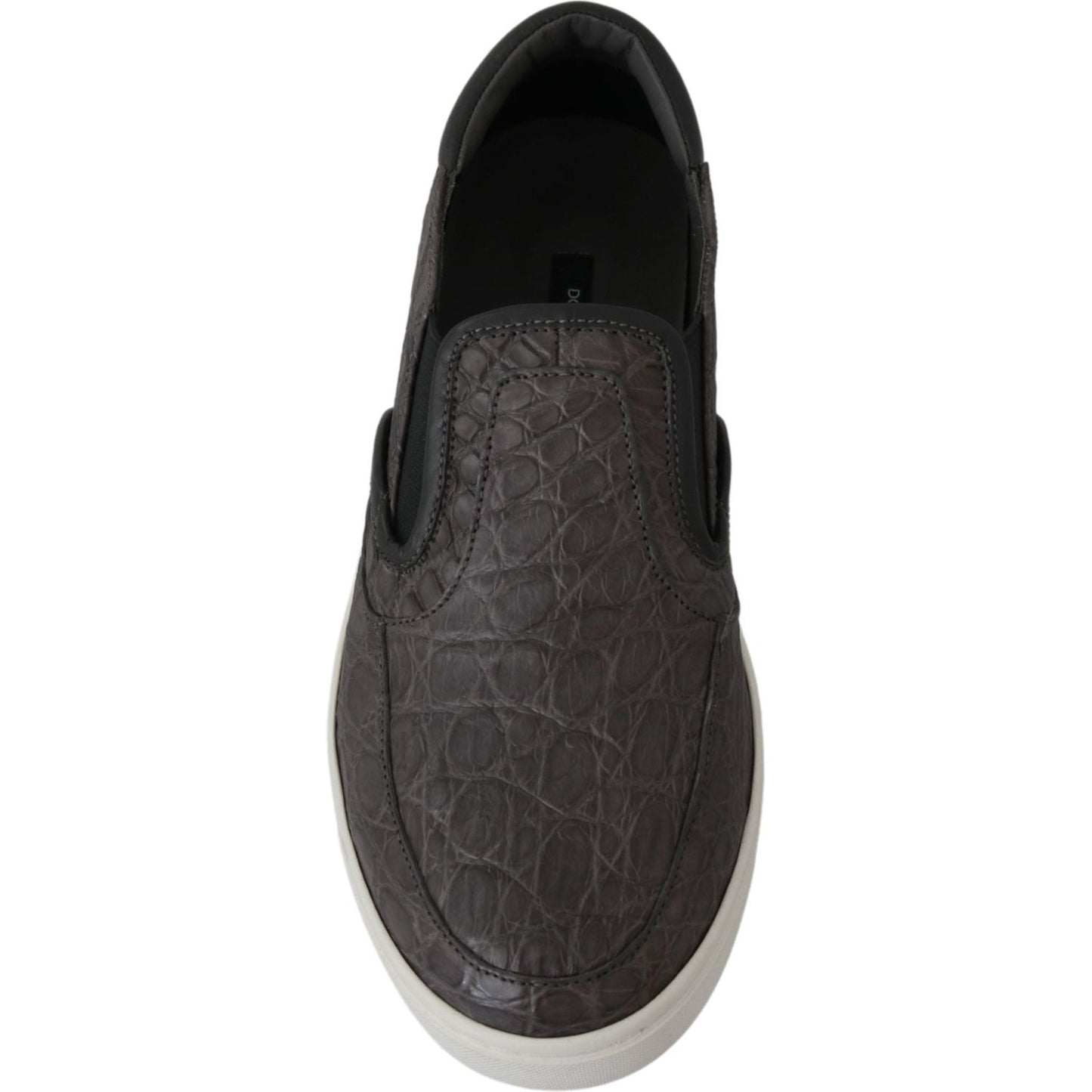 Dolce & Gabbana Elegant Gray Caiman Leather Loafers Dolce & Gabbana Dark Slate Gray