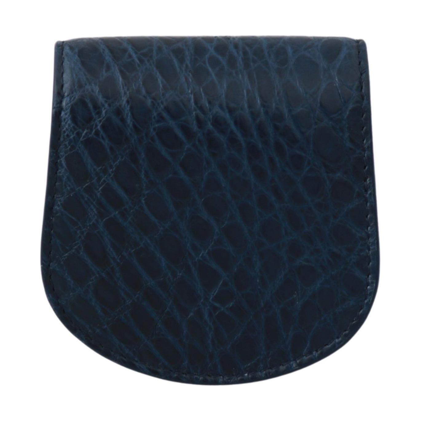 Dolce & Gabbana Elegant Blue Caimano Leather Condom Case Wallet Condom Case Dolce & Gabbana Dark Slate Gray