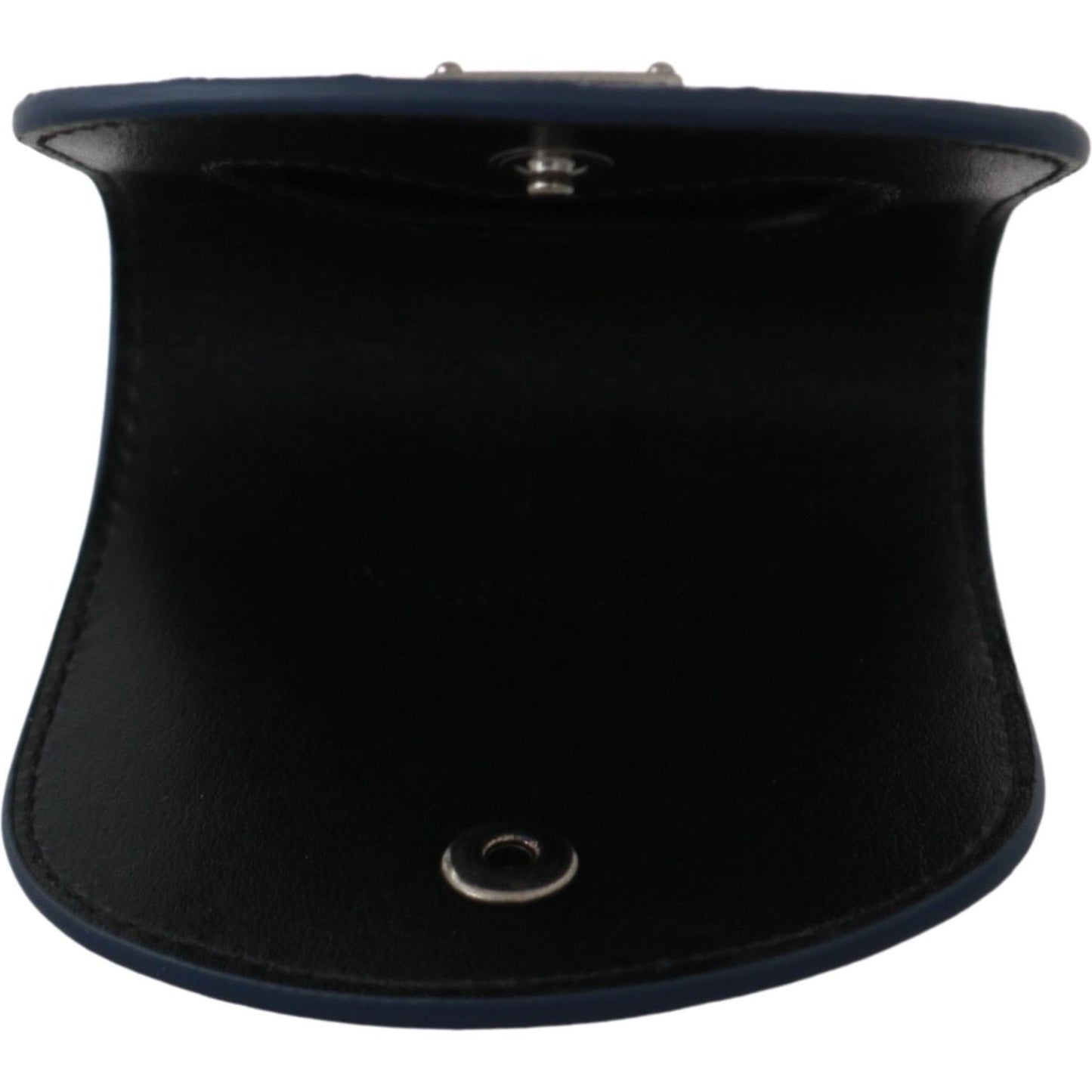Dolce & Gabbana Elegant Blue Caimano Leather Condom Case Wallet Condom Case Dolce & Gabbana Black
