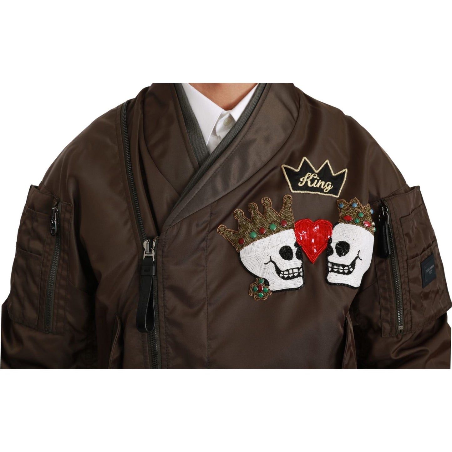 Dolce & Gabbana Sequined Double-Breasted Bomber Jacket Coats & Jackets Dolce & Gabbana Dark Slate Gray