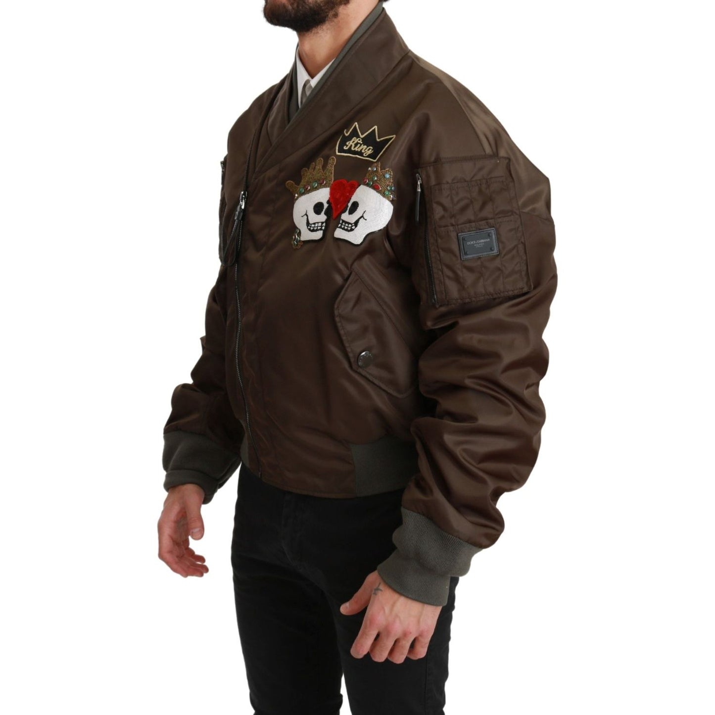 Dolce & Gabbana Sequined Double-Breasted Bomber Jacket Coats & Jackets Dolce & Gabbana Black