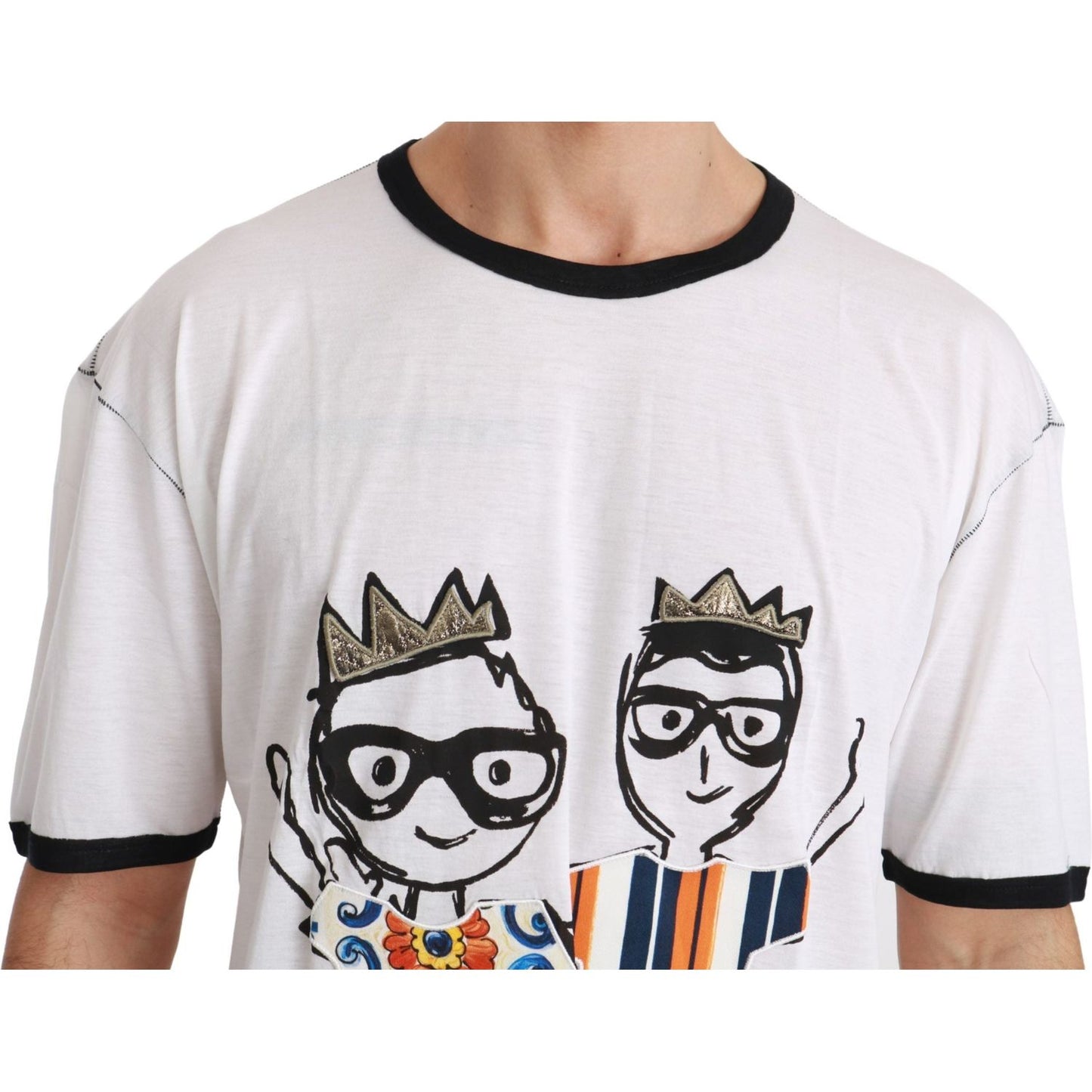 Dolce & Gabbana Elegant White Silk-Blend Men's T-Shirt Dolce & Gabbana Light Gray