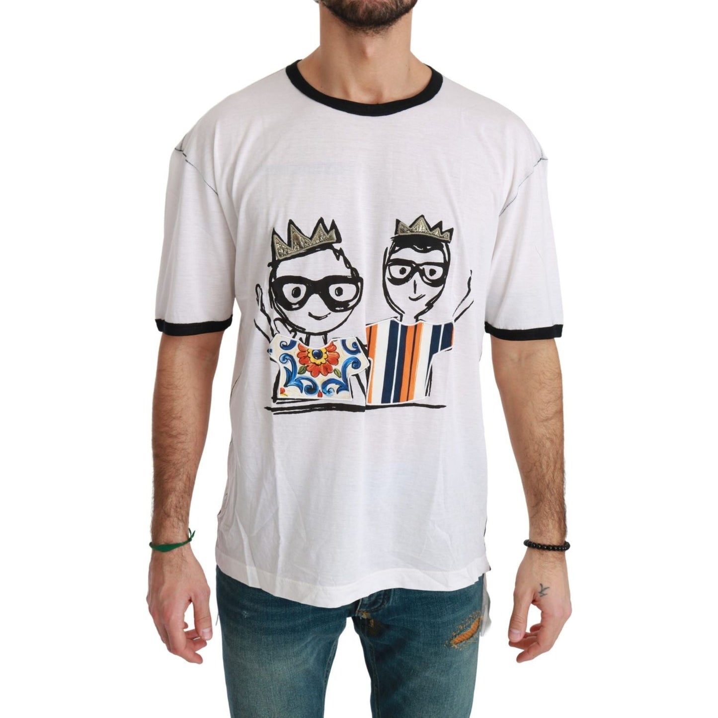 Dolce & Gabbana Elegant White Silk-Blend Men's T-Shirt Dolce & Gabbana Light Gray