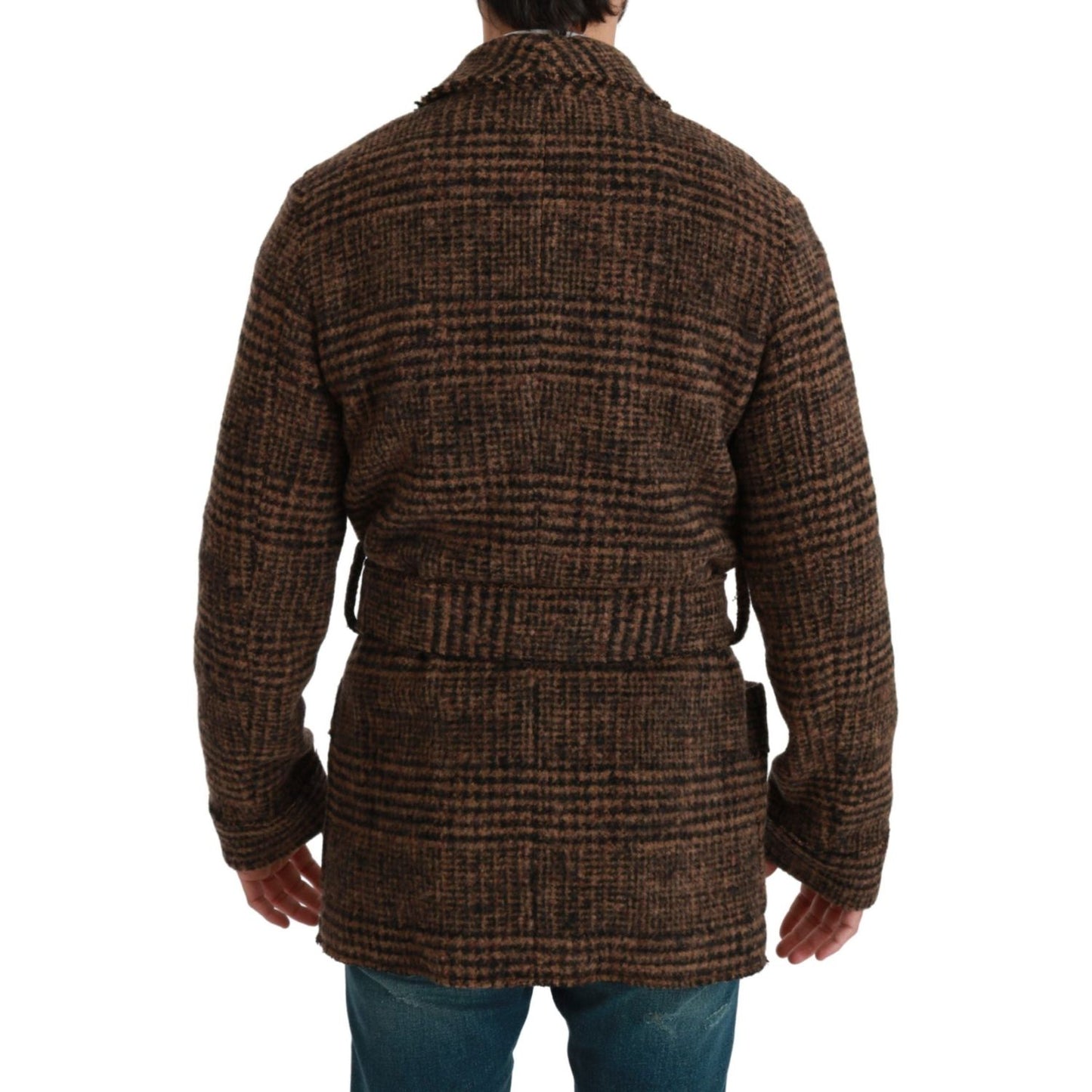 Dolce & Gabbana Elegant Brown Alpaca Blend Belted Cape Jacket Coats & Jackets Dolce & Gabbana Dark Slate Gray