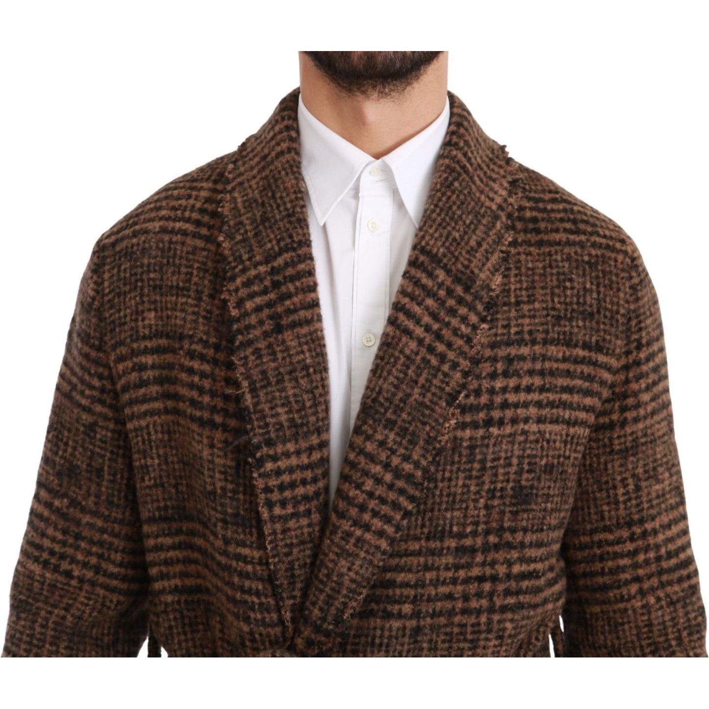 Dolce & Gabbana Elegant Brown Alpaca Blend Belted Cape Jacket Coats & Jackets Dolce & Gabbana Dark Slate Gray