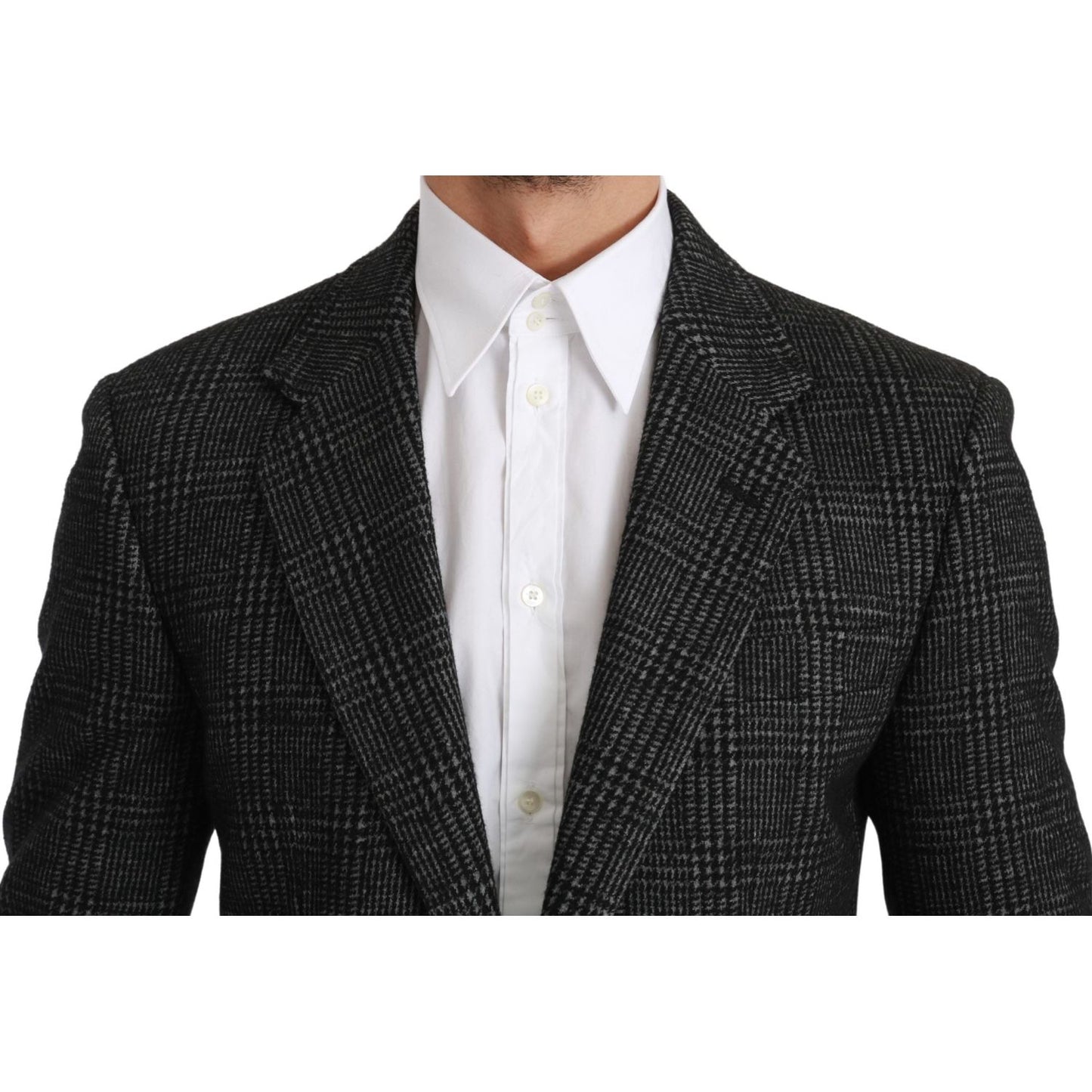 Dolce & Gabbana Elegant Gray Plaid Slim Fit Blazer Dolce & Gabbana Light Gray