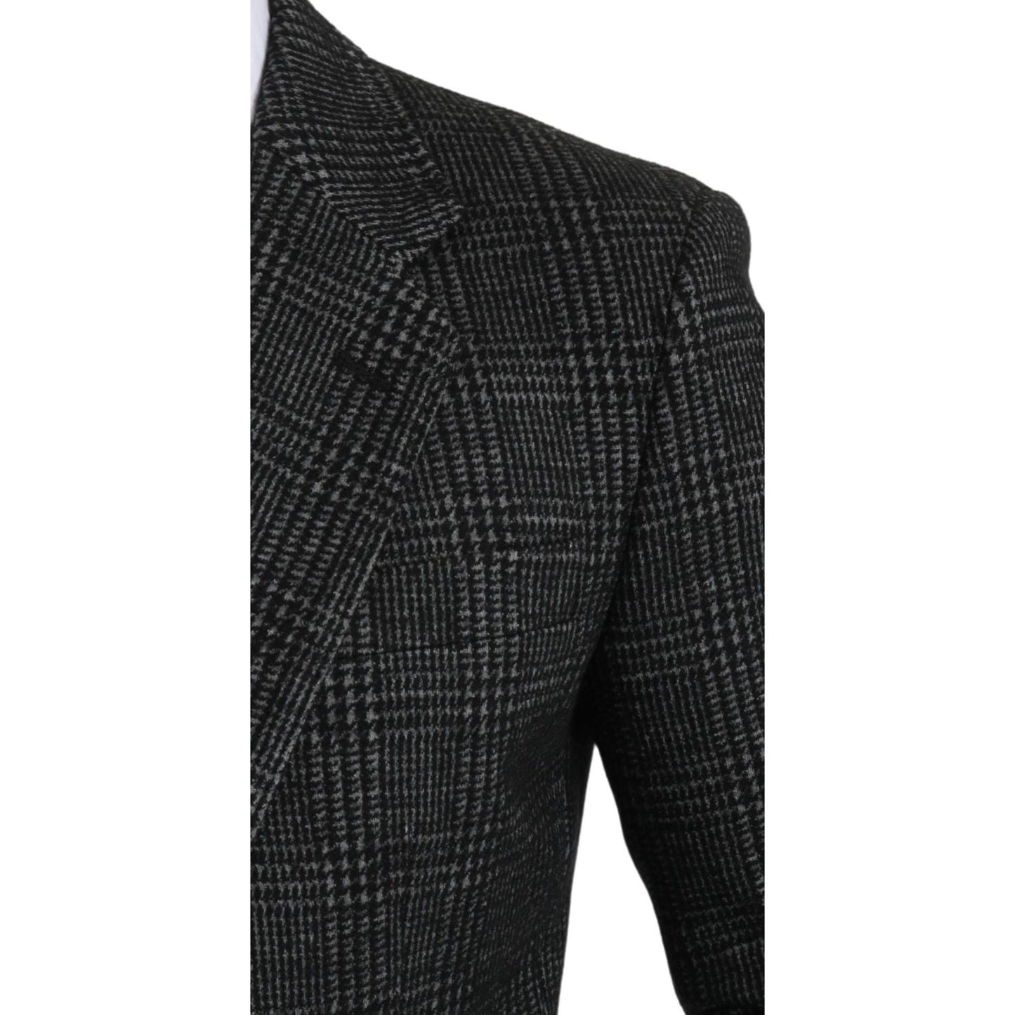 Dolce & Gabbana Elegant Gray Plaid Slim Fit Blazer Dolce & Gabbana Black
