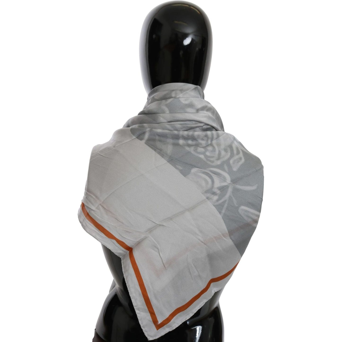 Costume National Elegant Floral Printed Silk Scarf Silk Wrap Shawls Costume National Dark Gray