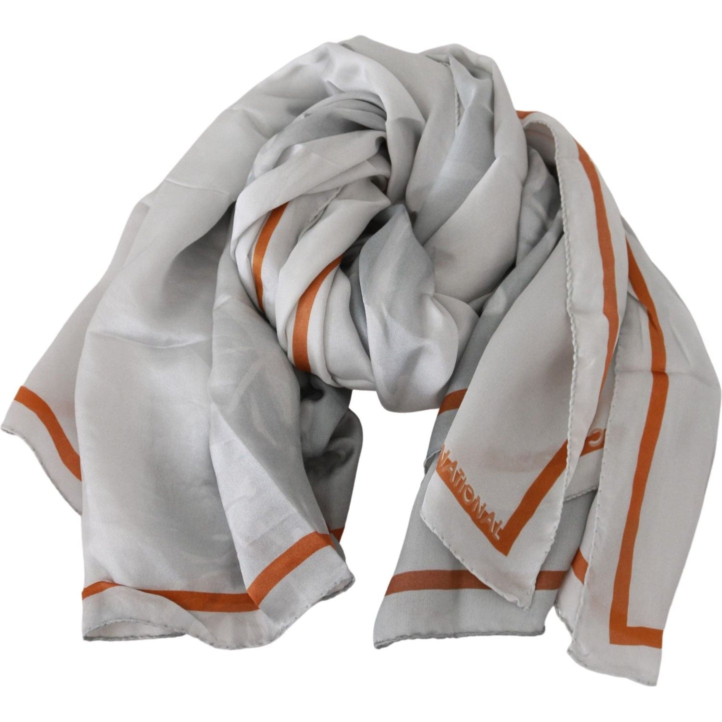 Costume National Elegant Floral Printed Silk Scarf Silk Wrap Shawls Costume National Dark Gray