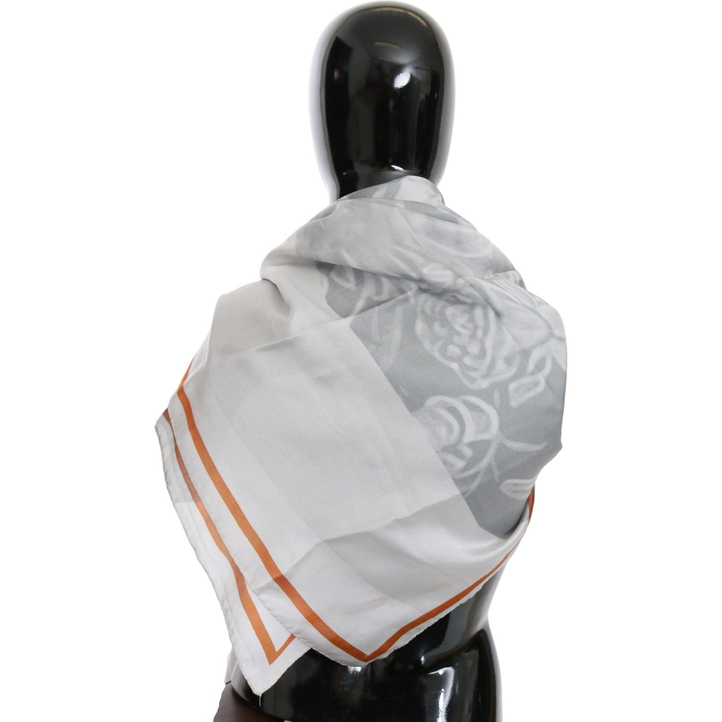 Costume National Elegant Silk Floral Scarf Silk Wrap Shawls Costume National Gray