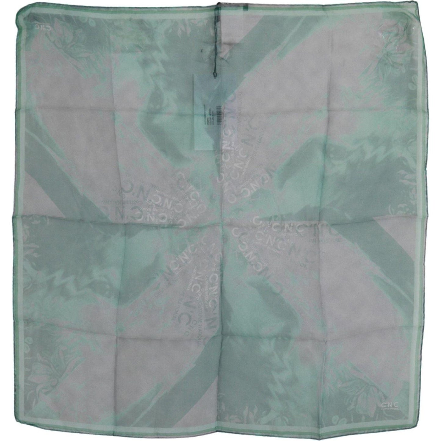 Costume National Elegant Silk Green Printed Scarf Costume National Light Slate Gray