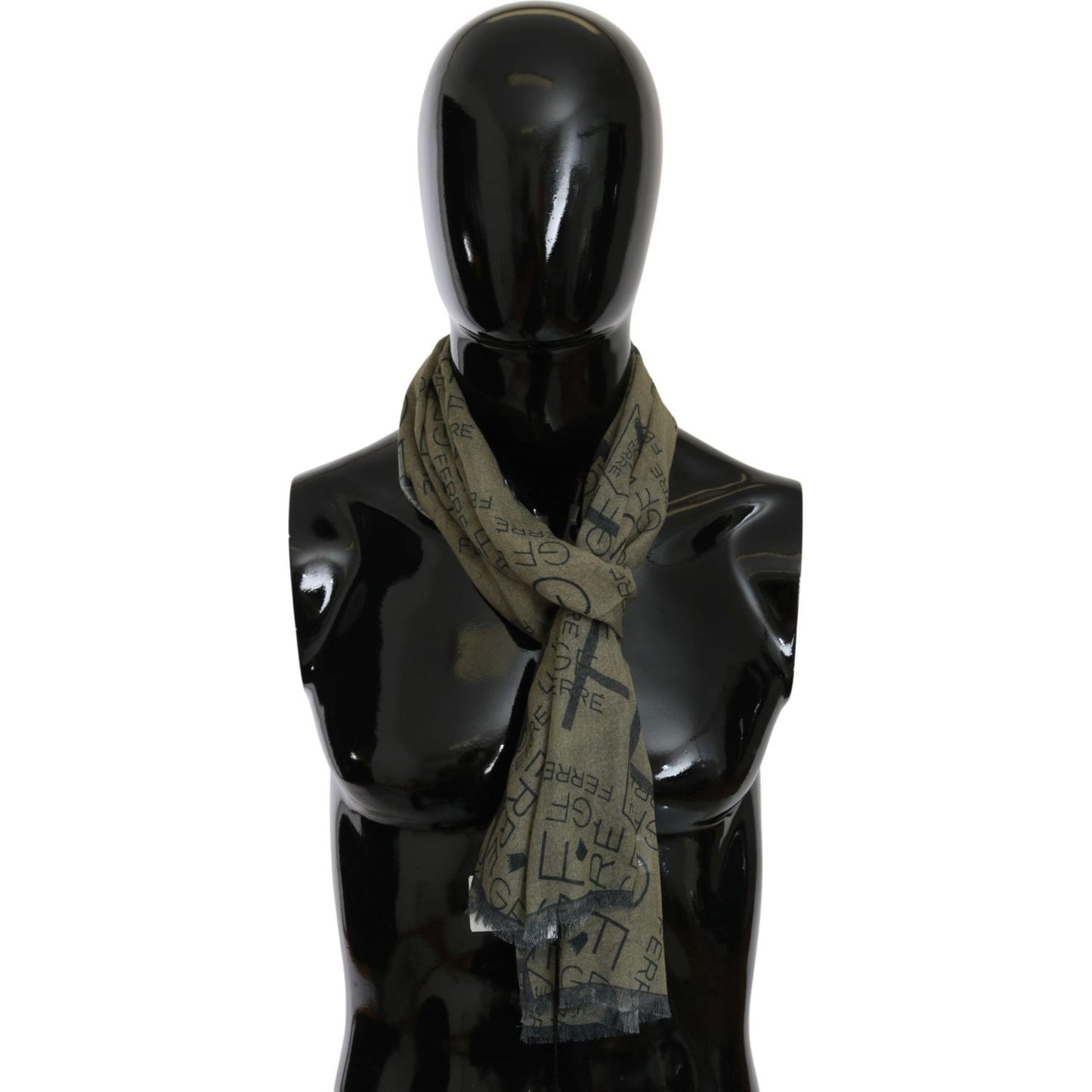 GF Ferre Elegant Patterned Wool-Blend Scarf GF Ferre Black