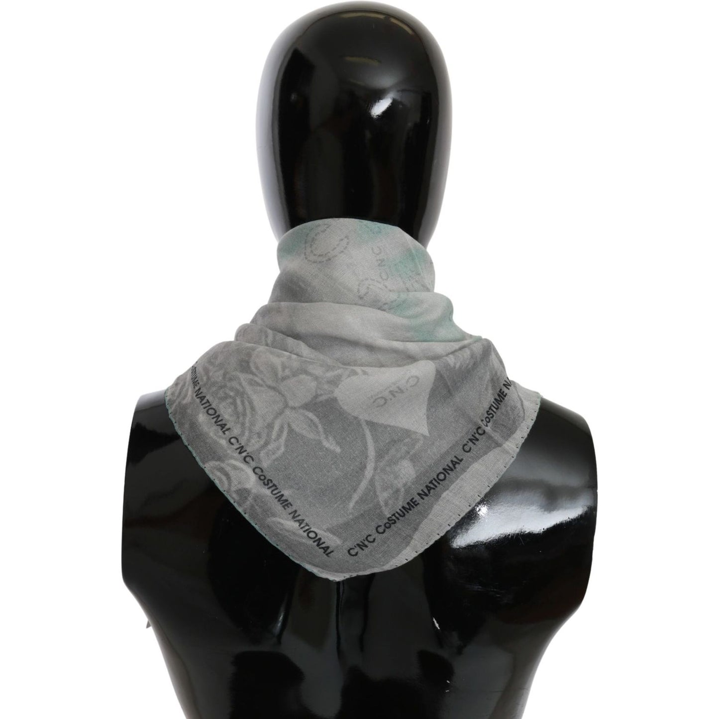 Costume National Elegant Gray Silk Scarf for Women Silk Wrap Shawls Costume National Black