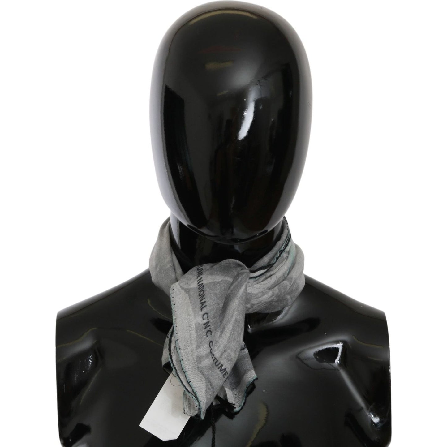 Costume National Elegant Gray Silk Scarf for Women Silk Wrap Shawls Costume National Black