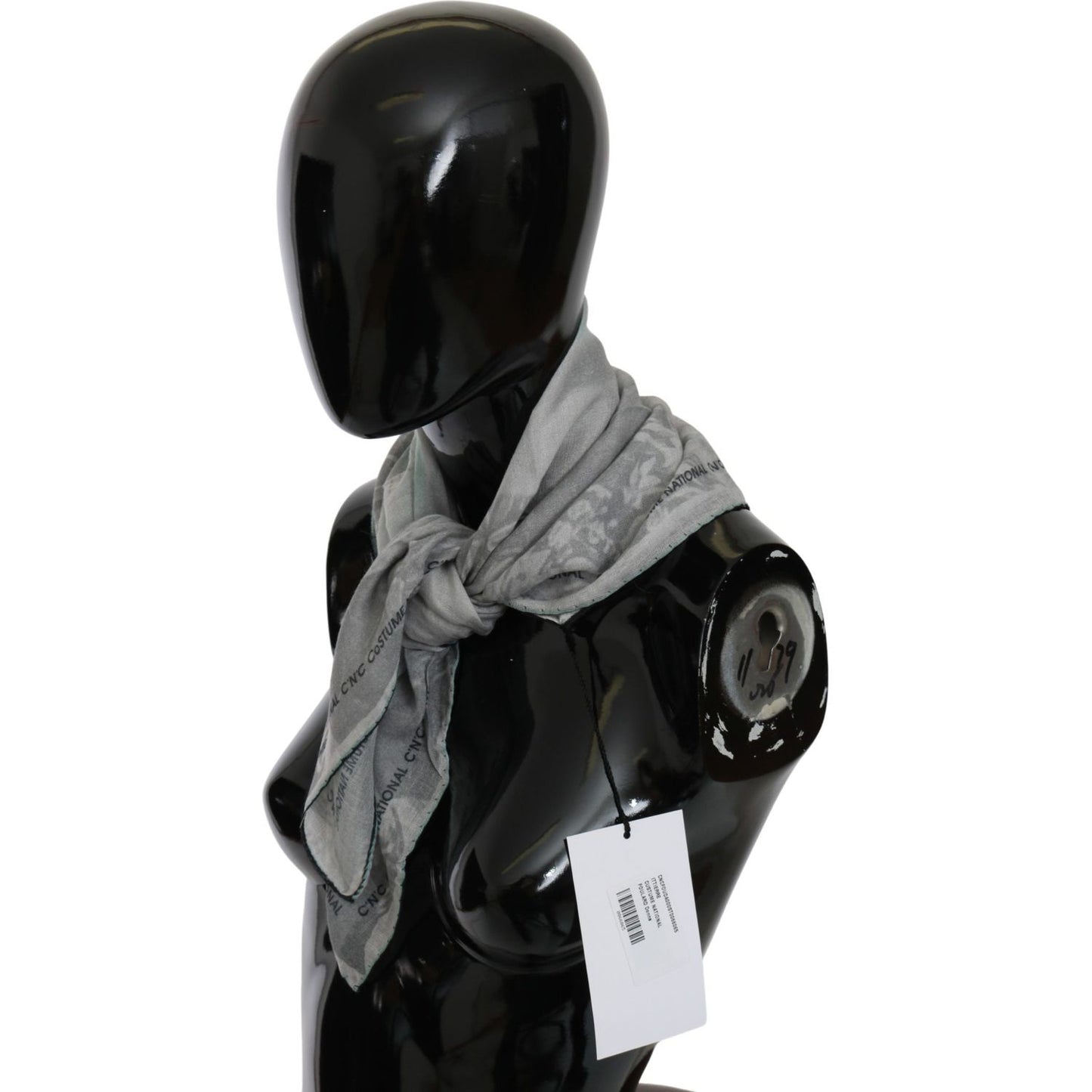 Costume National Elegant Gray Silk Scarf for Women Silk Wrap Shawls Costume National Black
