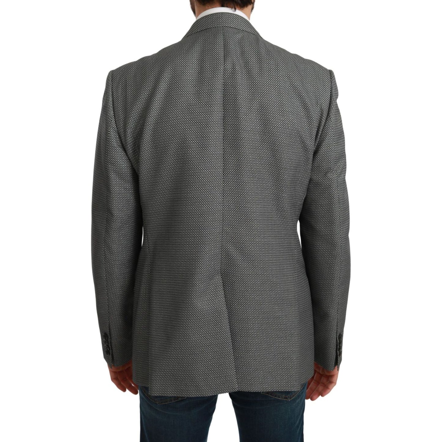 Dolce & Gabbana Elegant Gray Fantasy Pattern Slim Fit Blazer Dolce & Gabbana Dark Slate Gray