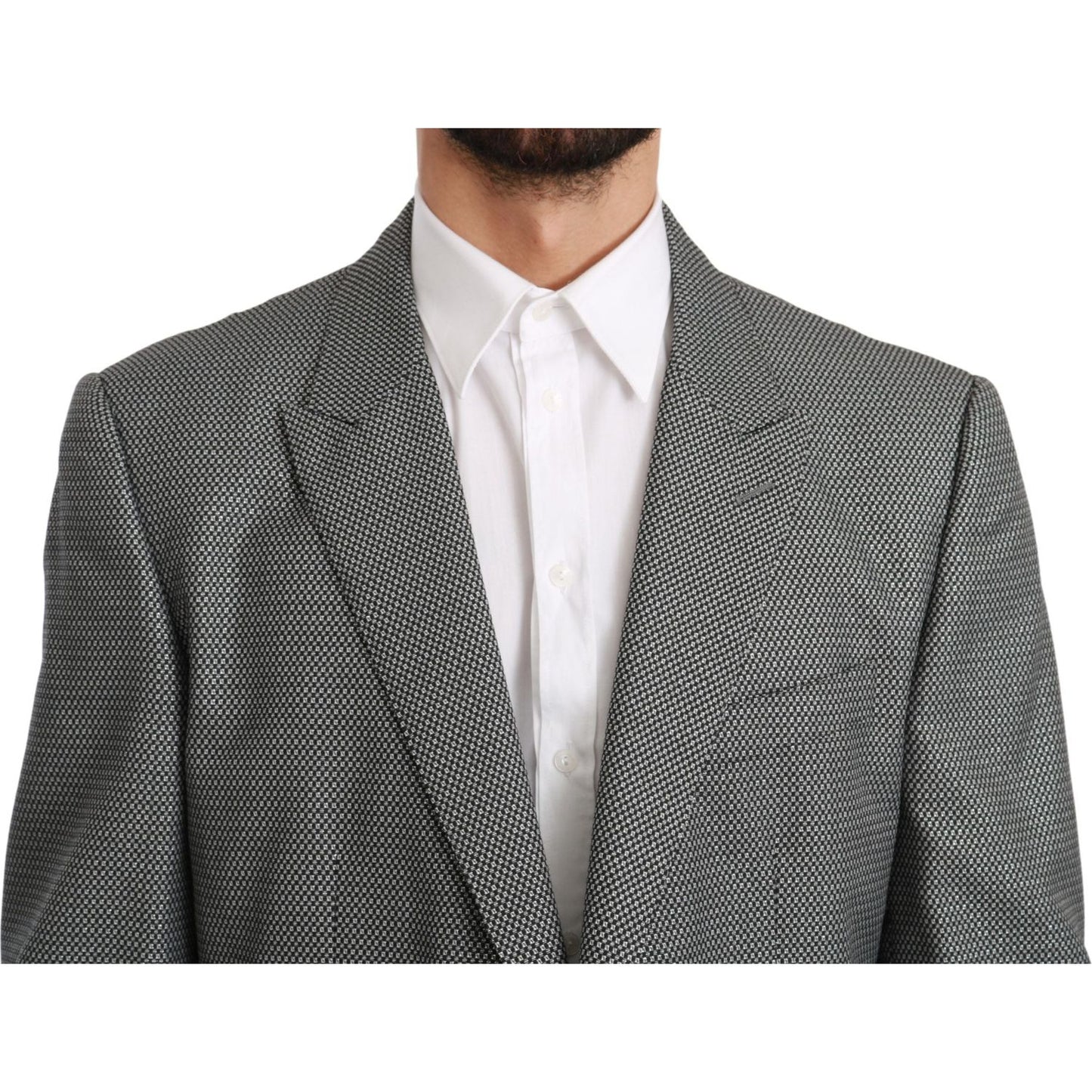 Dolce & Gabbana Elegant Gray Fantasy Pattern Slim Fit Blazer Dolce & Gabbana Dark Slate Gray