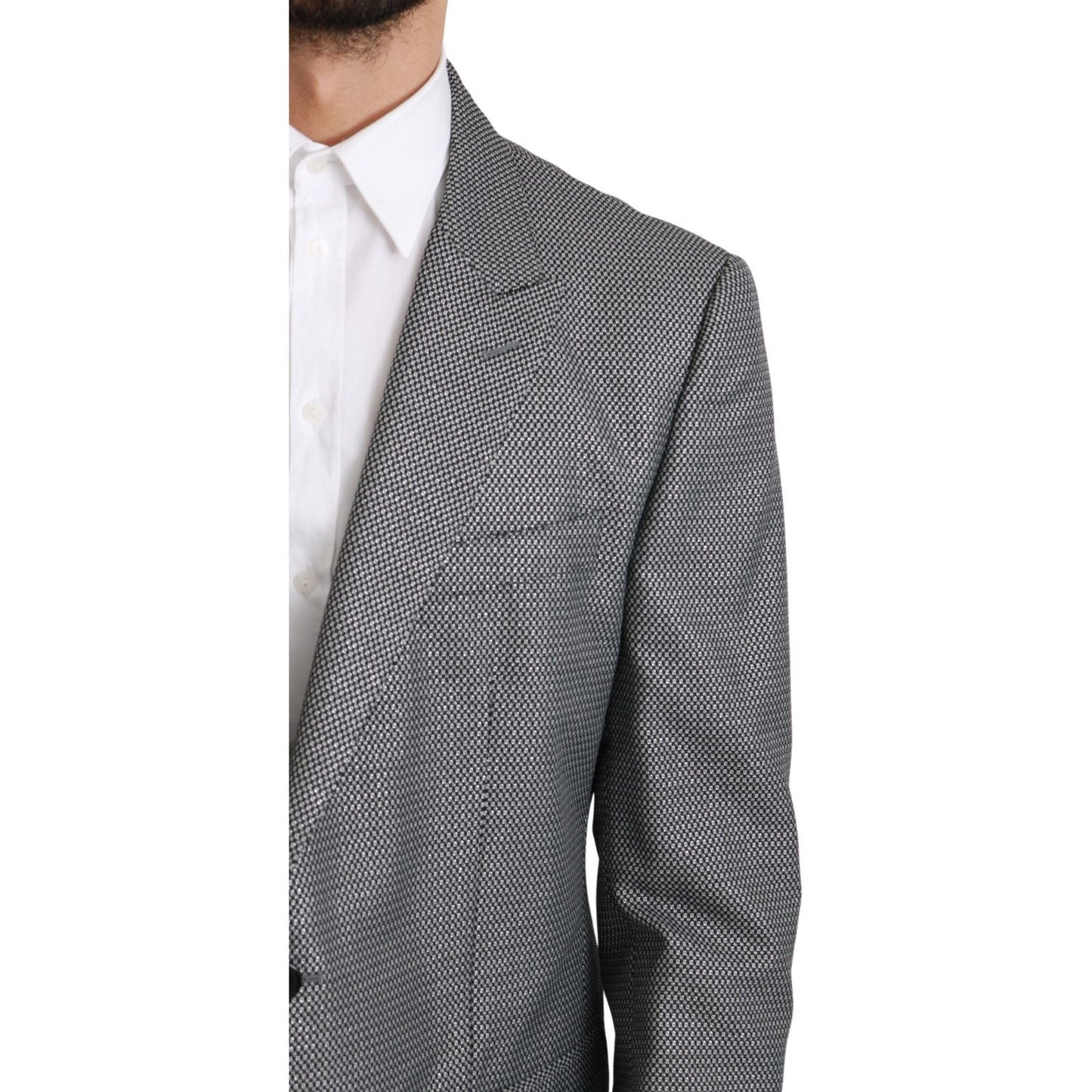 Dolce & Gabbana Elegant Gray Fantasy Pattern Slim Fit Blazer Dolce & Gabbana Dim Gray