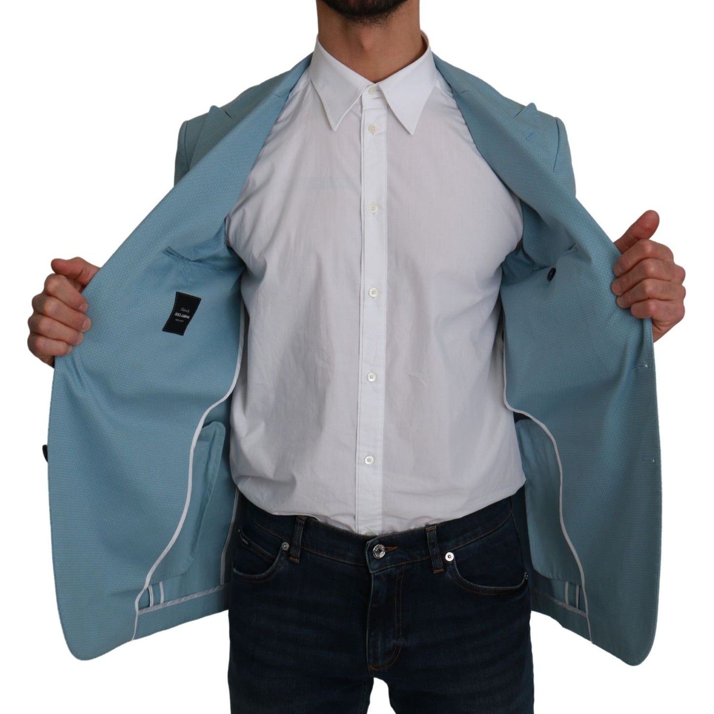 Dolce & Gabbana Elegant Blue Fantasy Pattern Blazer Dolce & Gabbana Dim Gray