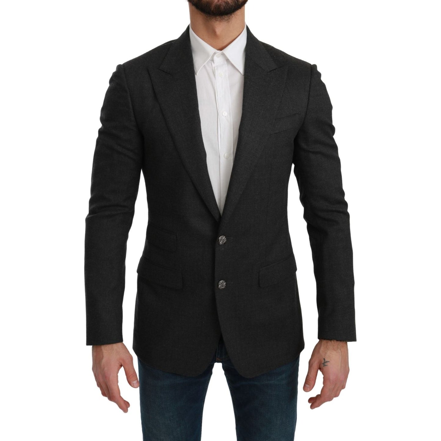 Dolce & Gabbana Elegant Gray Slim Fit Formal Blazer Dolce & Gabbana Black