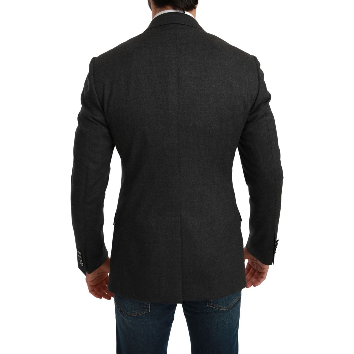Dolce & Gabbana Elegant Gray Slim Fit Formal Blazer Dolce & Gabbana Black