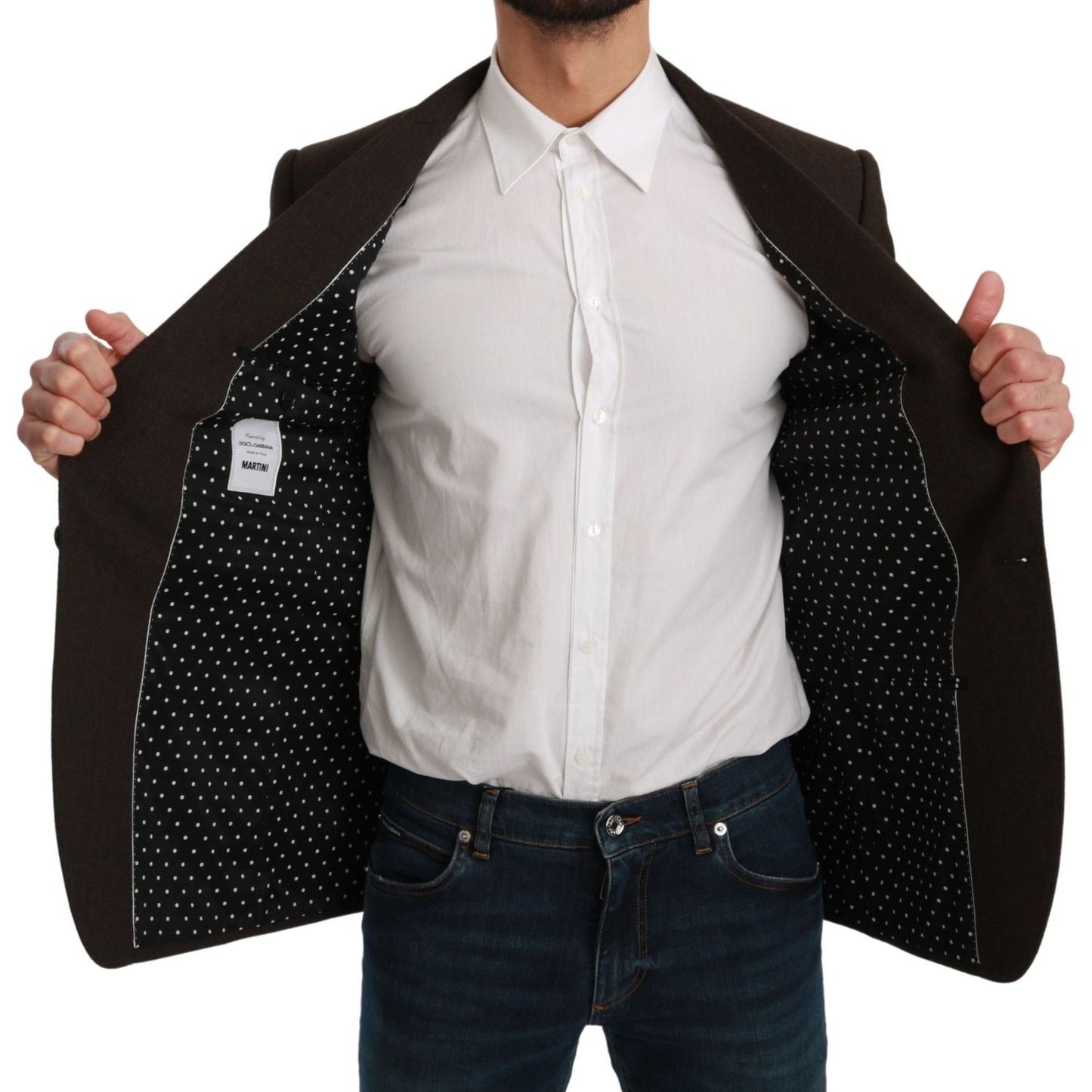 Dolce & Gabbana Elegant Brown Virgin Wool Martini Blazer Dolce & Gabbana Black