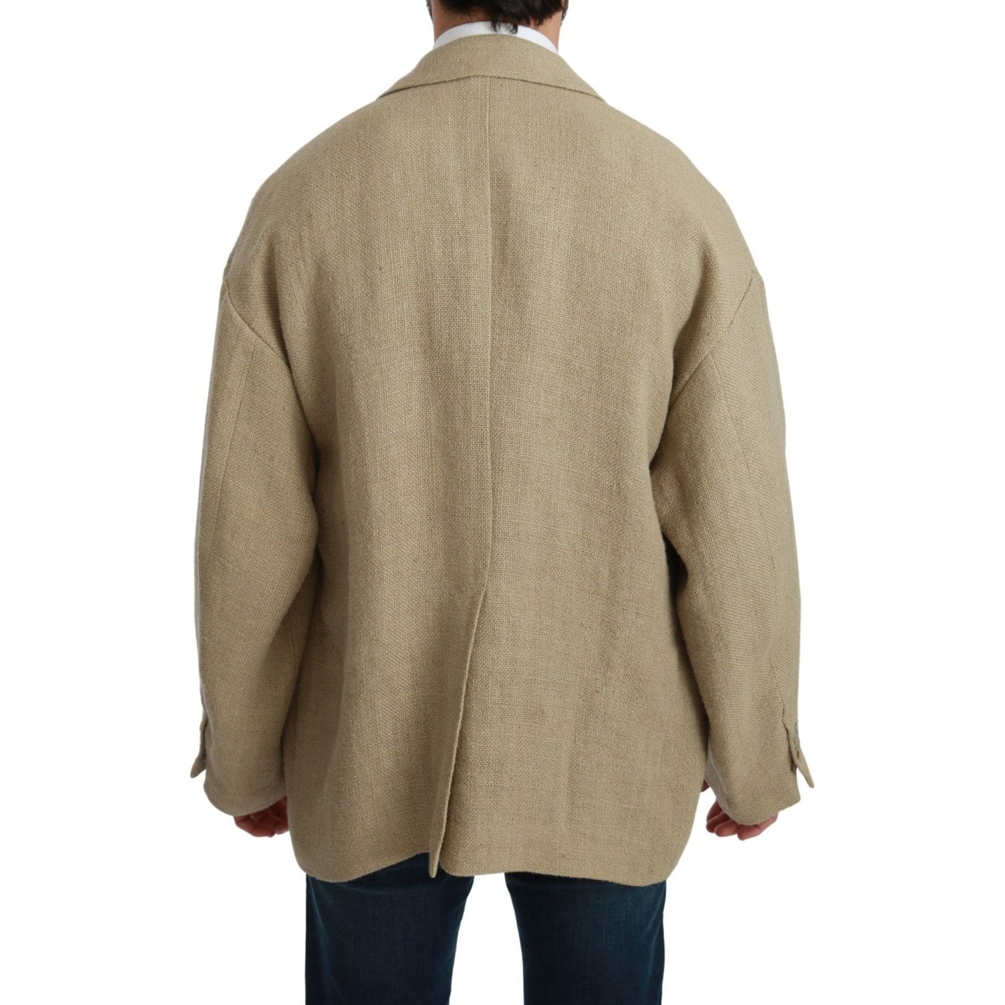Dolce & Gabbana Chic Beige Jute Single-Breasted Blazer Dolce & Gabbana Rosy Brown