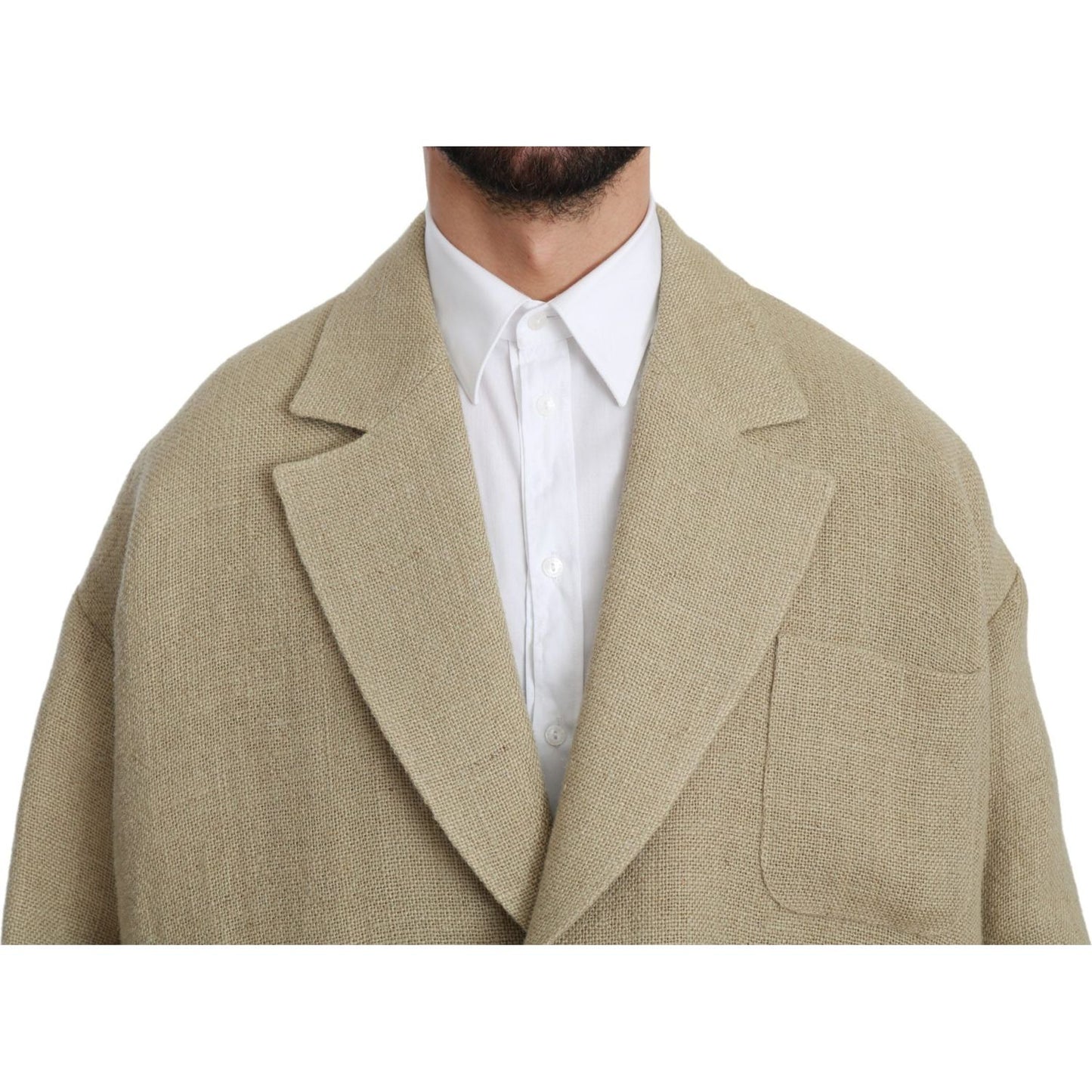 Dolce & Gabbana Chic Beige Jute Single-Breasted Blazer Dolce & Gabbana Rosy Brown