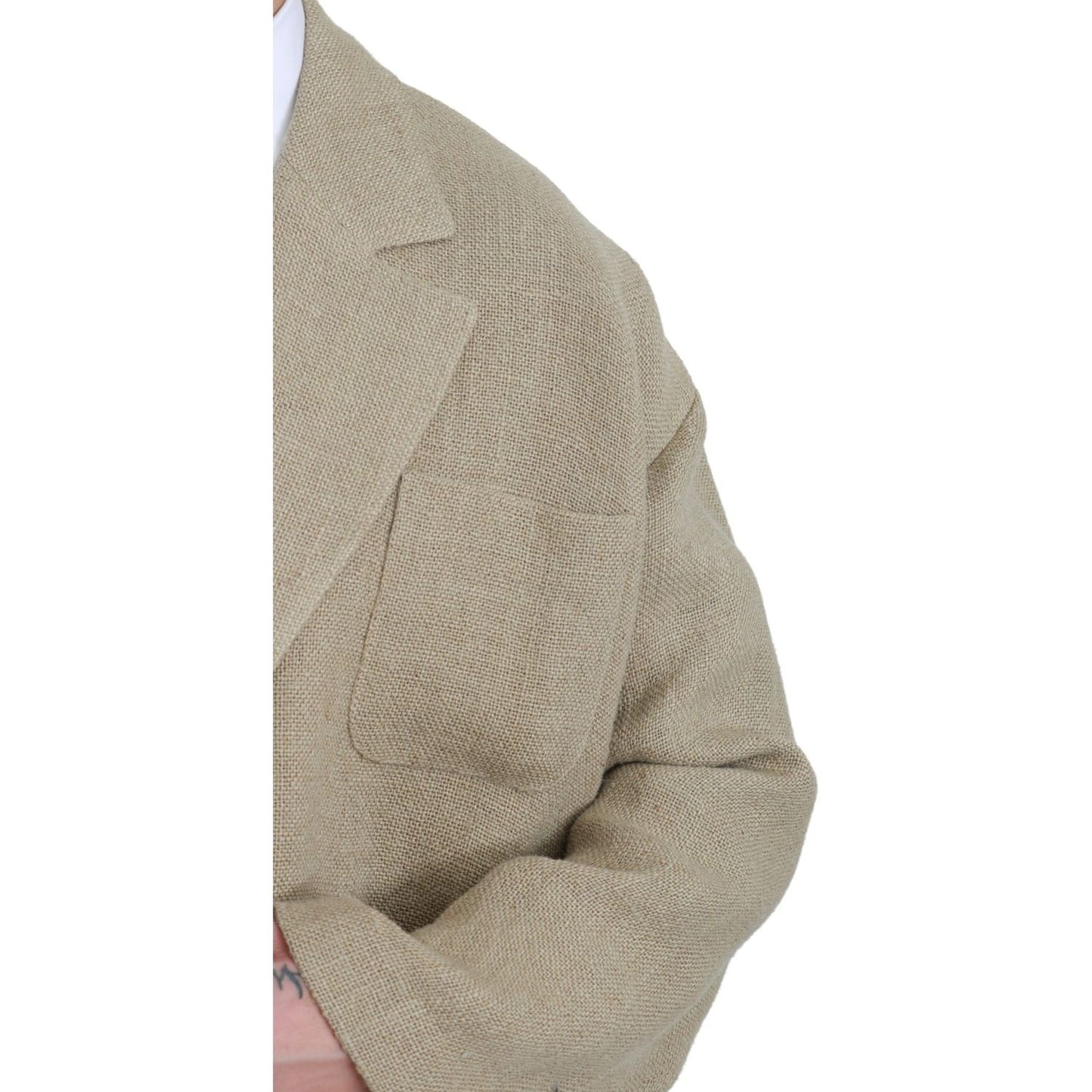 Dolce & Gabbana Chic Beige Jute Single-Breasted Blazer Dolce & Gabbana Rosy Brown