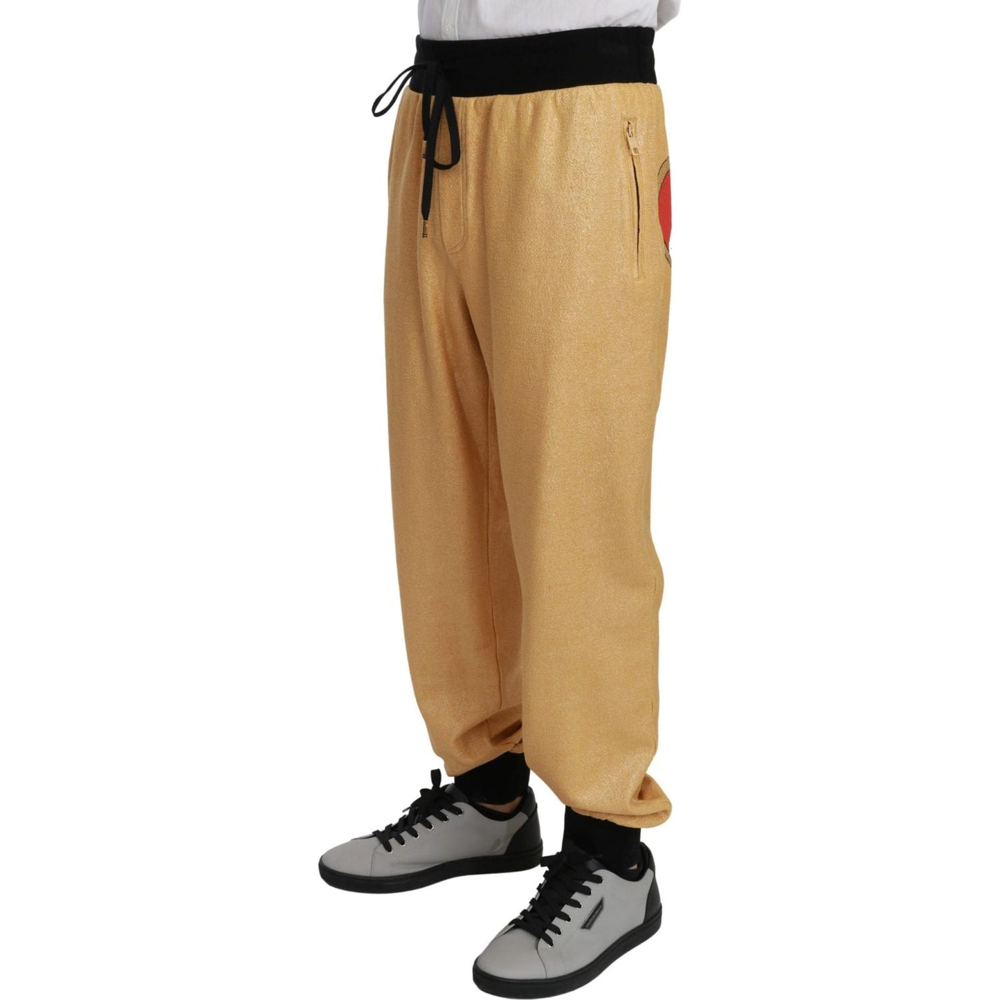 Dolce & Gabbana Elegant Gold Motif Sweatpants Dolce & Gabbana Dark Khaki