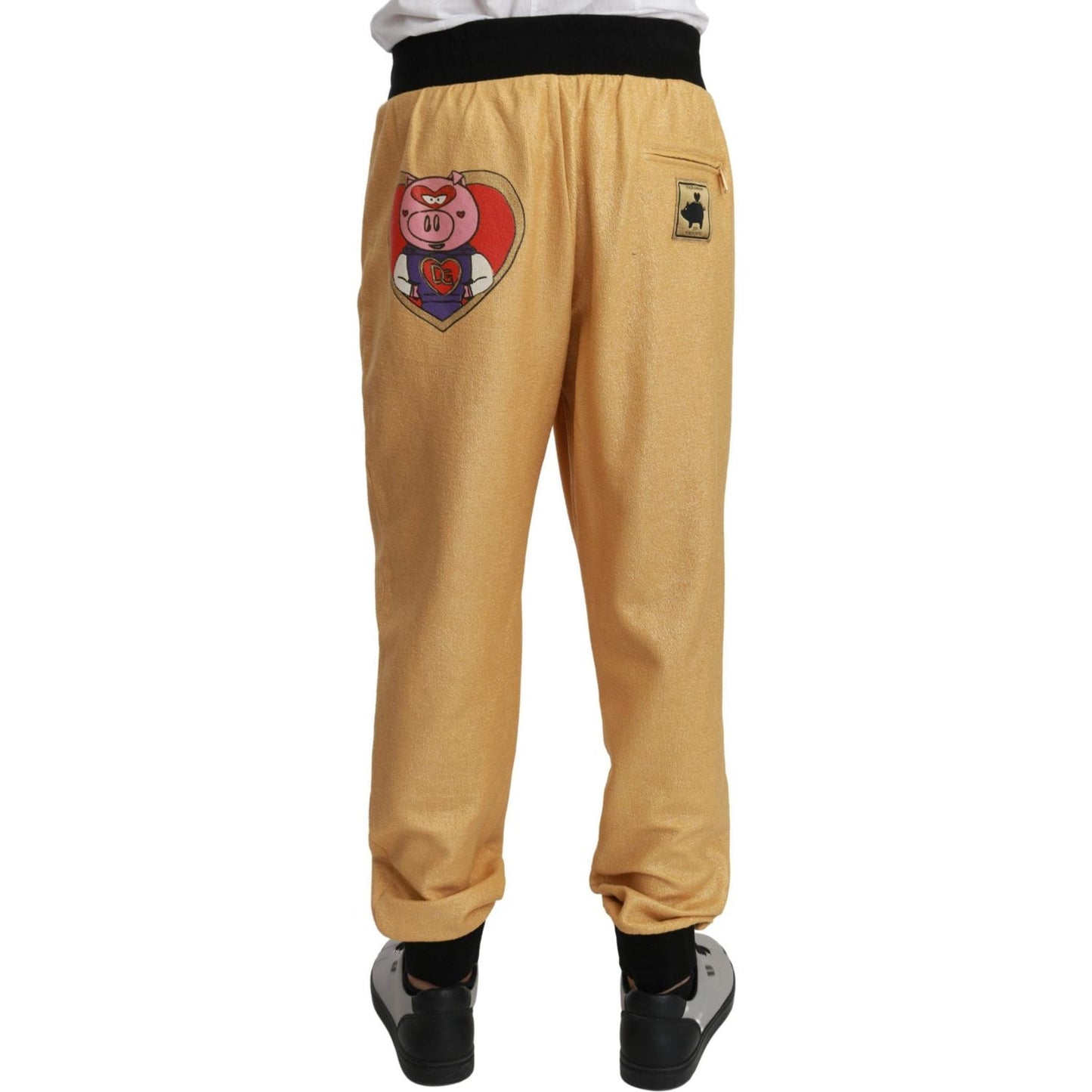Dolce & Gabbana Elegant Gold Motif Sweatpants Dolce & Gabbana Dark Khaki