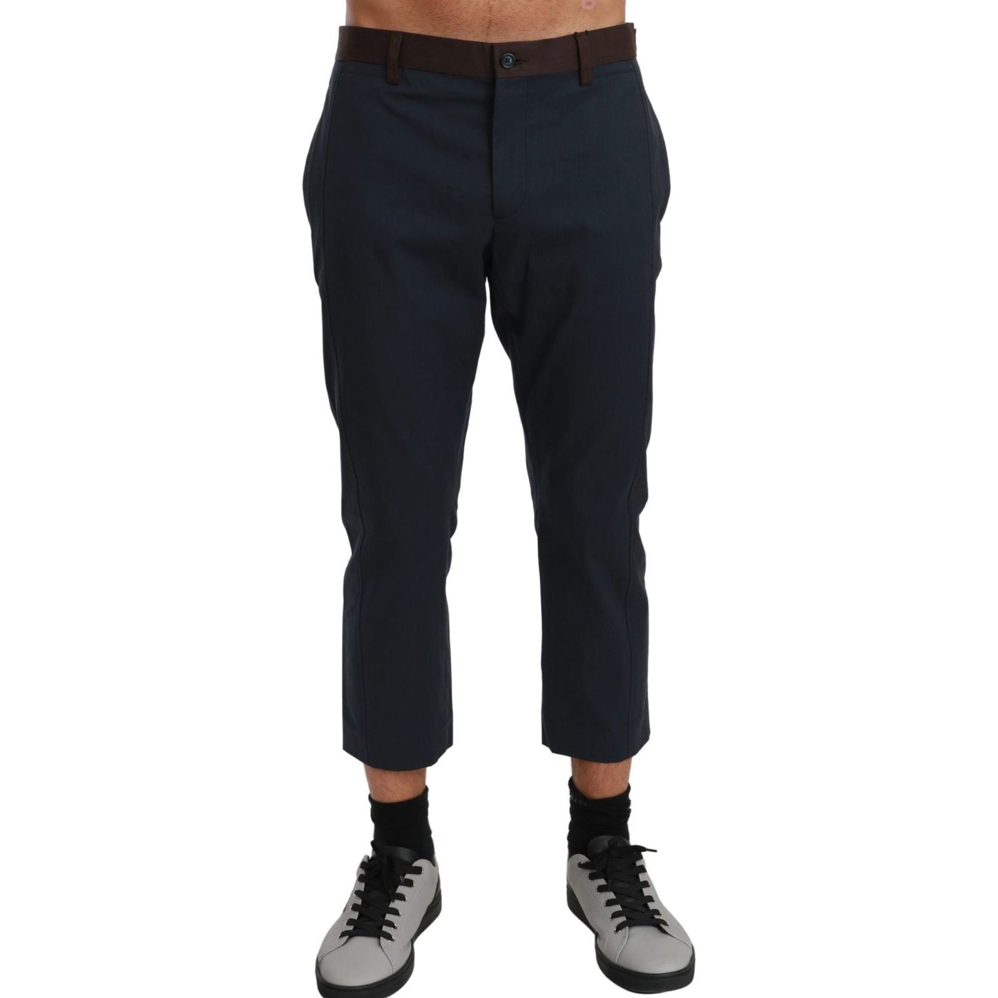 Dolce & Gabbana Chic Cropped Stripe Casual Pants Dolce & Gabbana Black