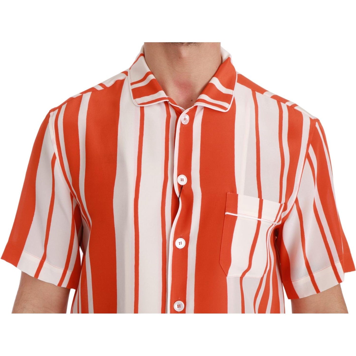 Dolce & Gabbana Elegant Striped Silk Shirt - White & Orange Dolce & Gabbana Light Gray