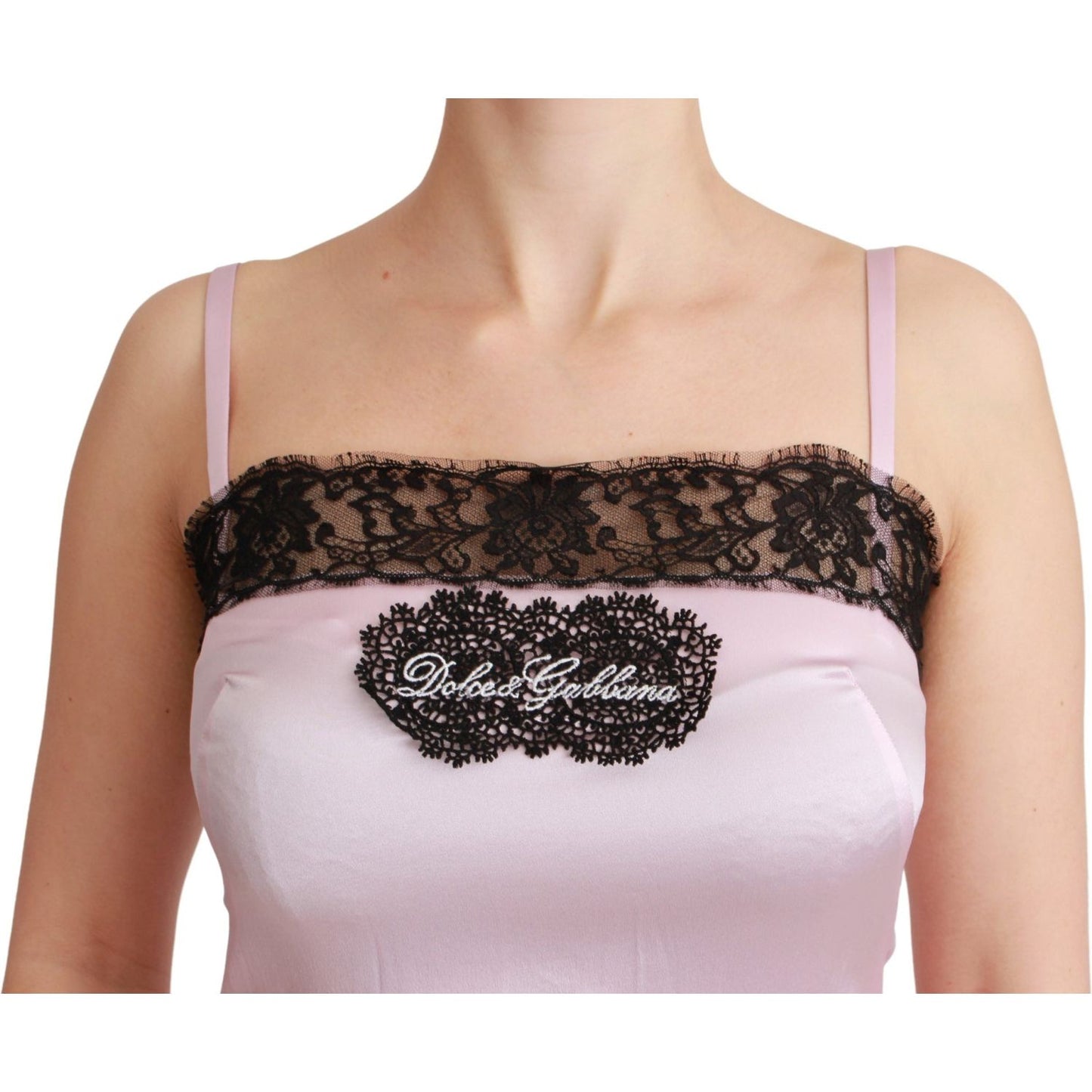 Dolce & Gabbana Elegant Silk Lace Detail Tank Top Dolce & Gabbana Gray