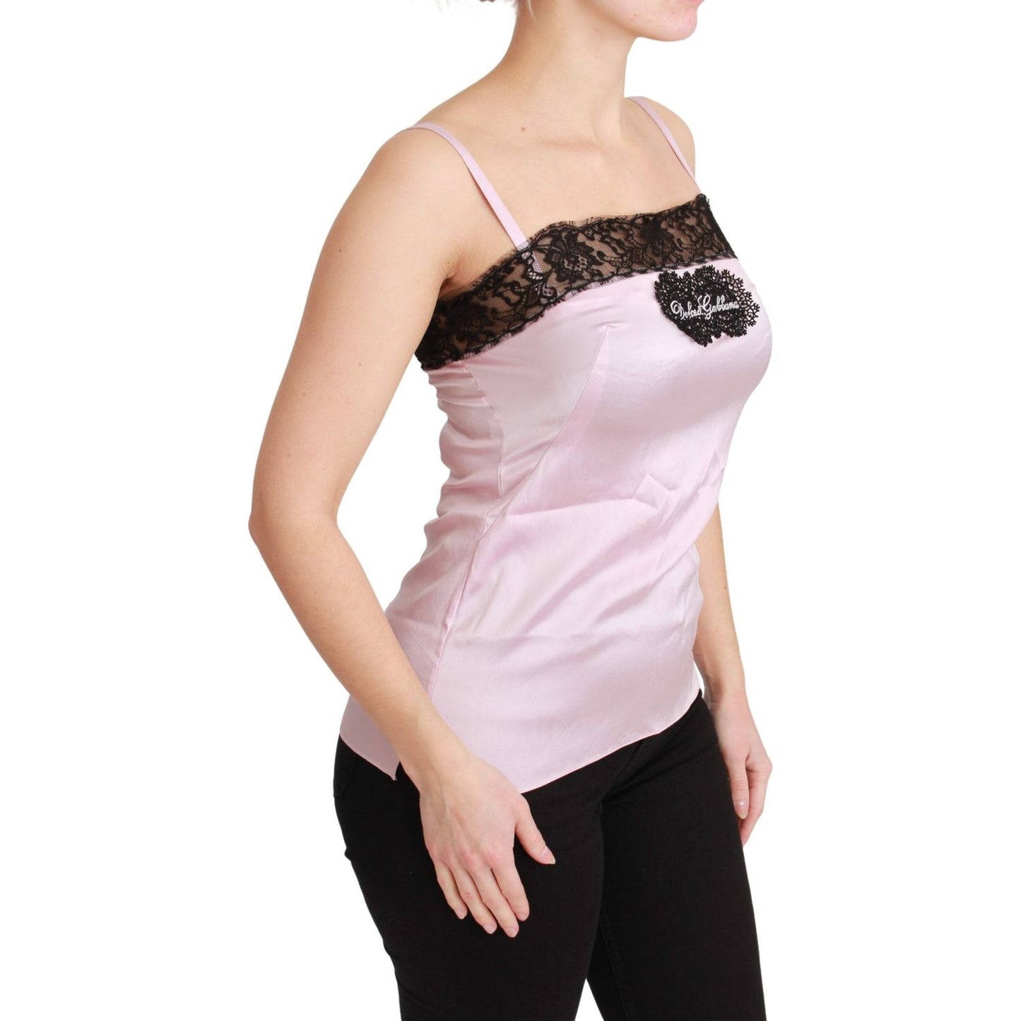 Dolce & Gabbana Elegant Silk Lace Detail Tank Top Dolce & Gabbana Thistle