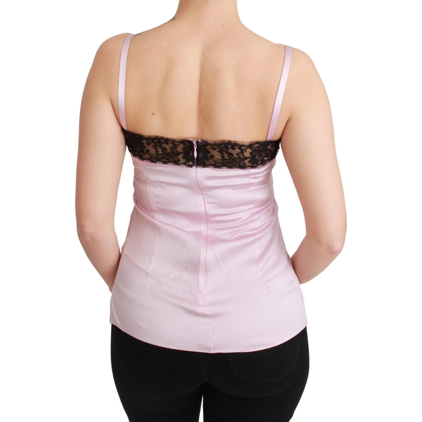 Dolce & Gabbana Elegant Silk Lace Detail Tank Top Dolce & Gabbana Thistle