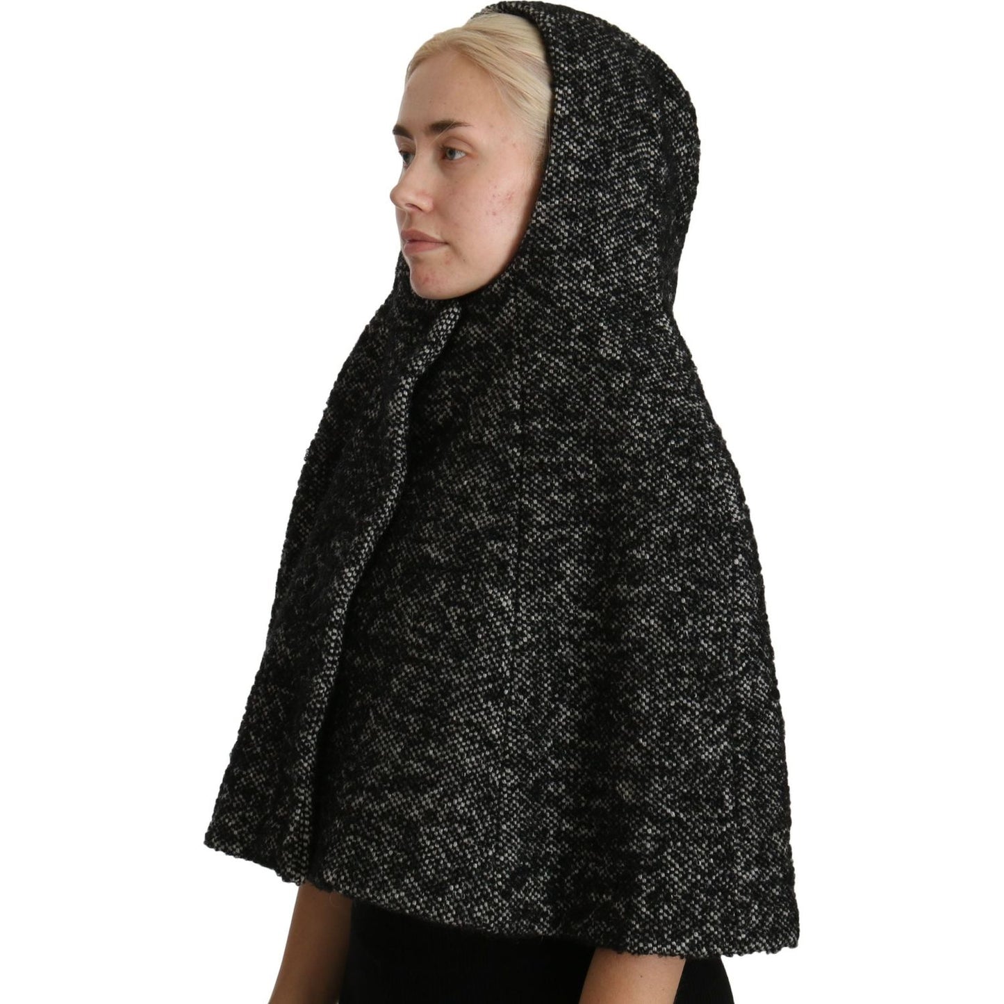 Dolce & Gabbana Elegant Gray Wool Hooded Scarf by Iconic Italian Label Hood Scarf Dolce & Gabbana Black